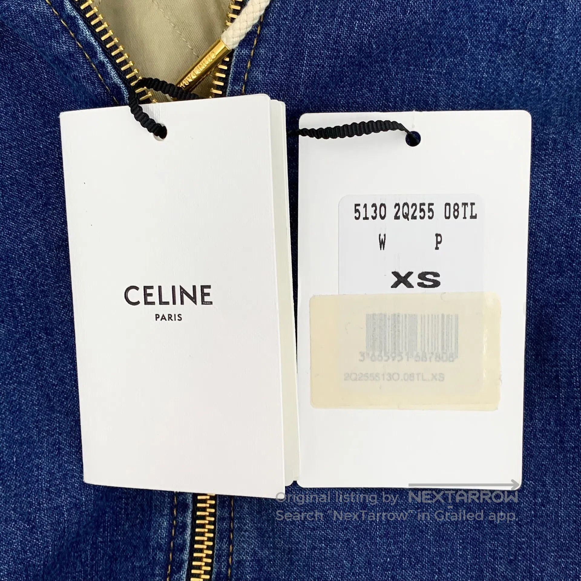 Celine CELINE Dark Blue Logo Letter Embroidered Cotton Hooded Dra Size US XS / EU 42 / 0 - 8 Thumbnail