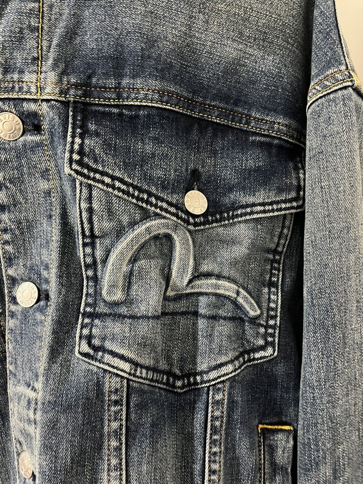 Evisu Kamon Embossed Denim Jacket