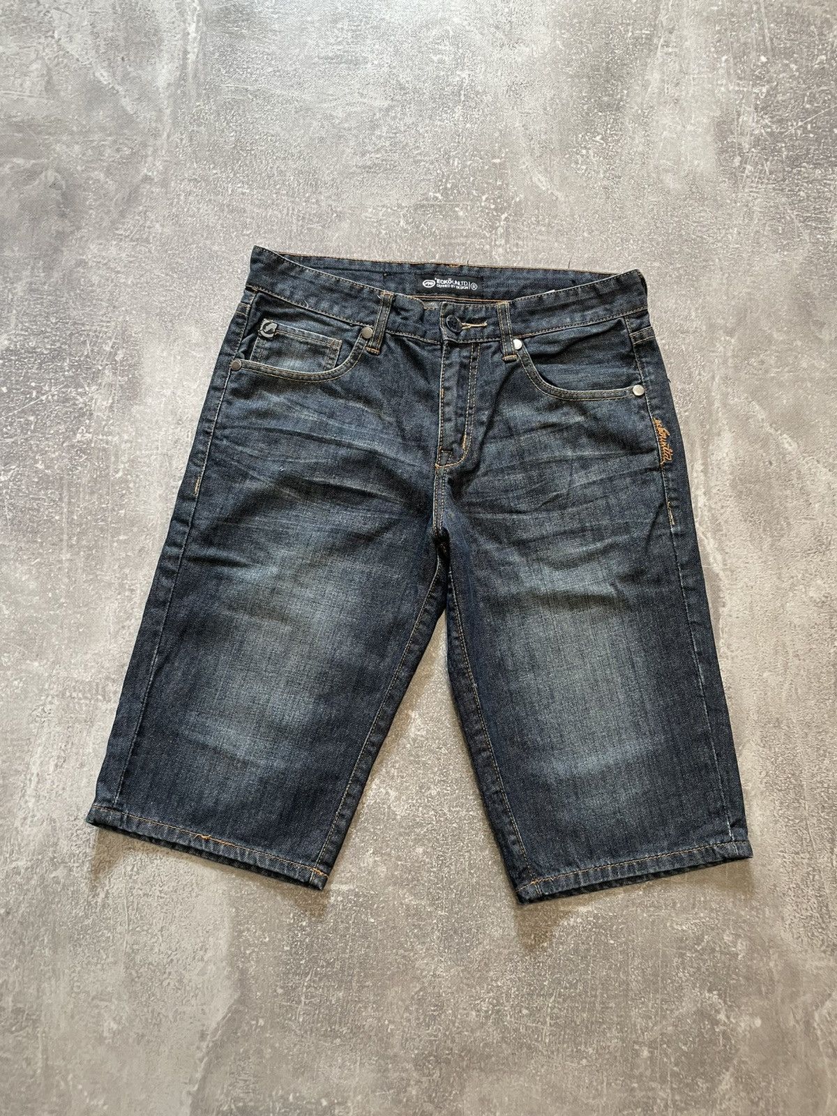 Ecko Unltd. × Vintage Vintage Ecko Unltd. Embroidered Logo Rap Denim Shorts Size US 30 / EU 46 - 2 Thumbnail