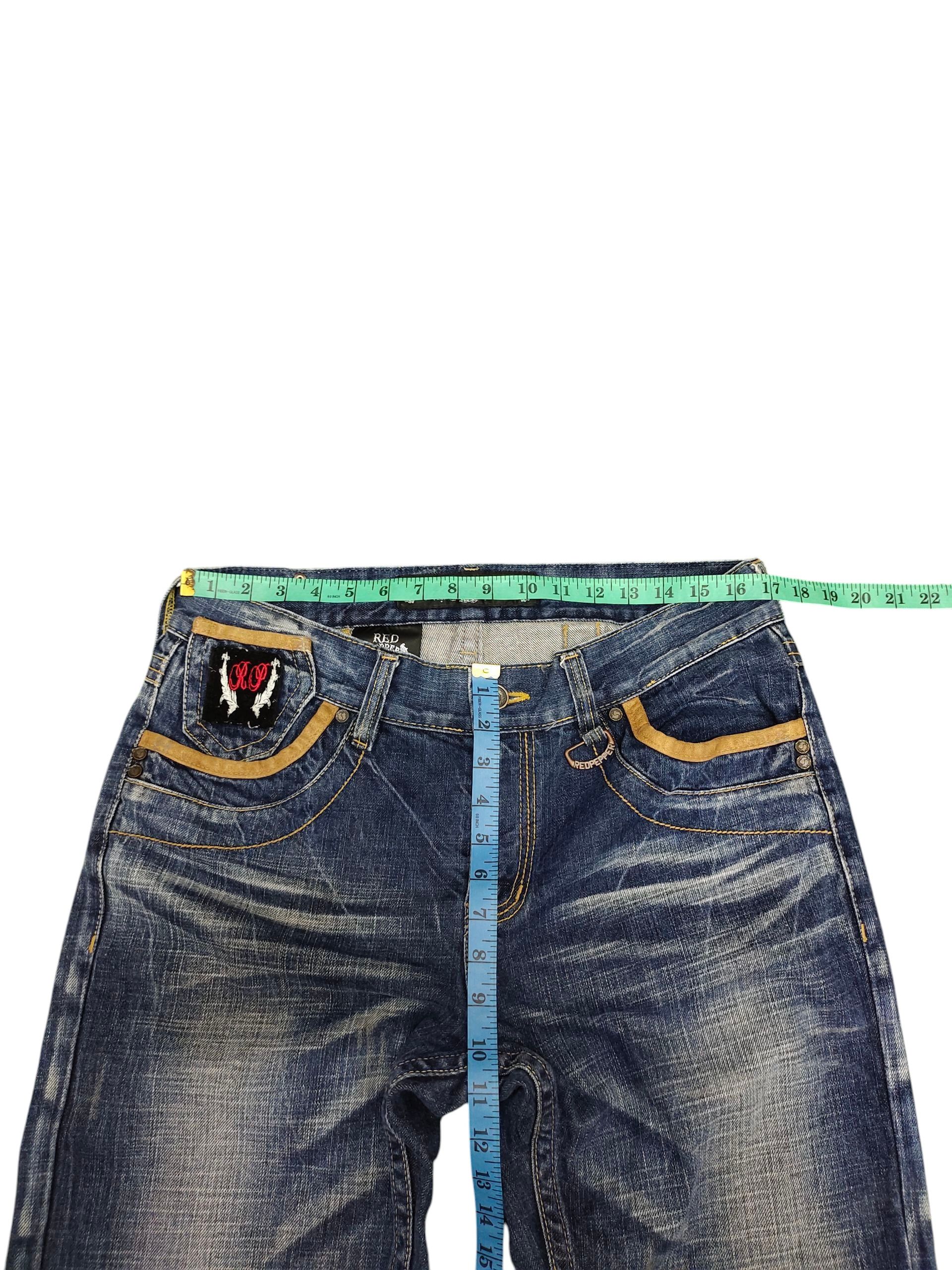 Comme des Garcons × Undercover Vintage 2000s Red Pepper Leather Trim Clawmark Denim Jeans Size US 34 / EU 50 - 17 Thumbnail