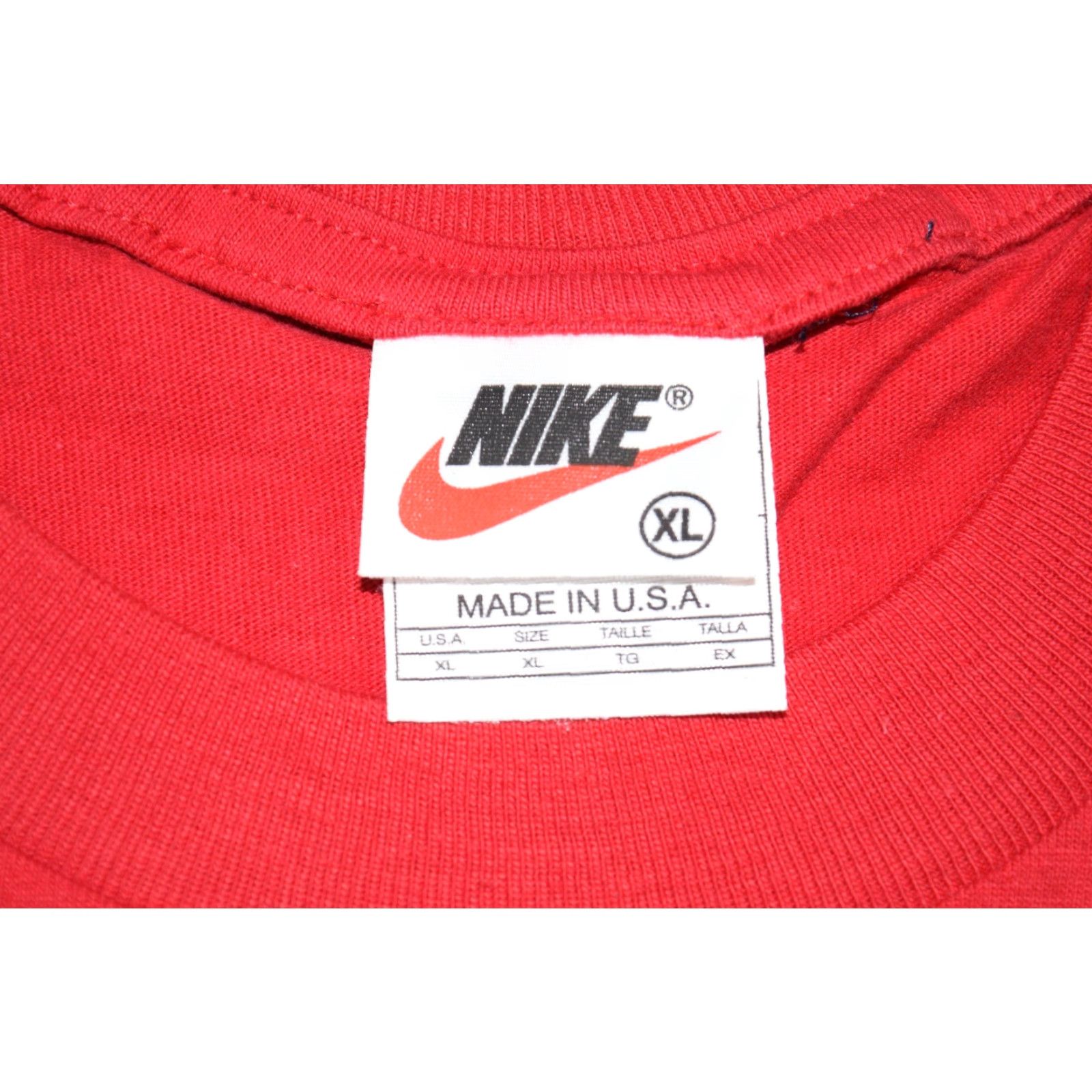 Nike VINTAGE Nike T-Shirt Adult Red Just Do It Logo USA 90s XL Mens Short Sleeve, 1990s, Classic Sports, Cotton, Regular Fit Size US XL / EU 56 / 4 - 3 Thumbnail