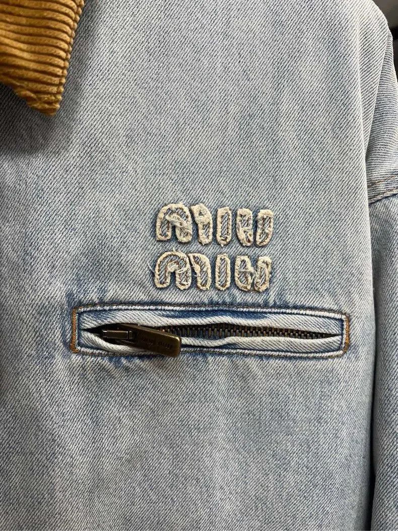 Celine MiuMiu Denim Jacket with Corduroy Collar. Size US L / EU 52-54 / 3 - 3 Thumbnail