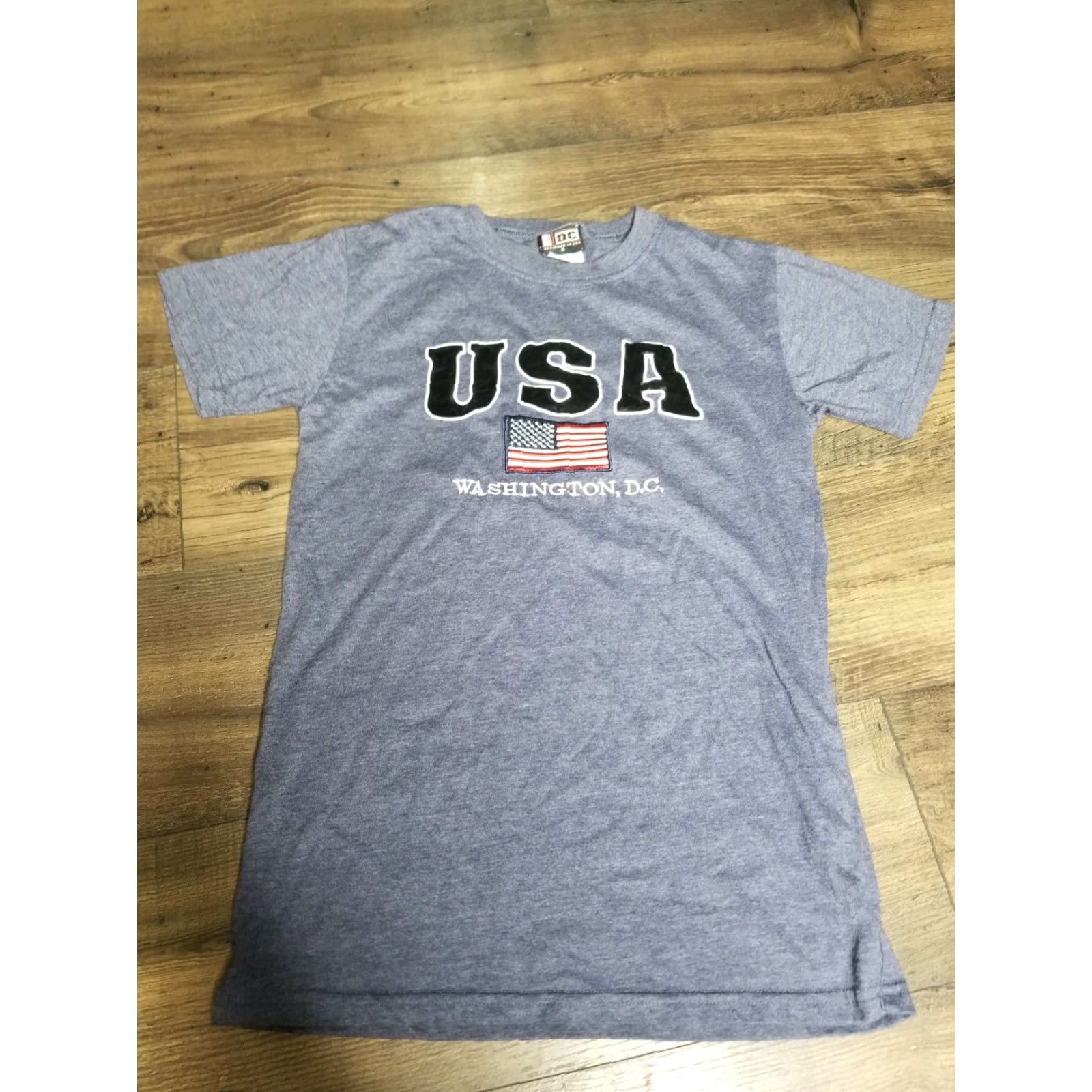 Vintage VINTAGE DC USA EMBROIDERED FLAG Travel T-Shirt Mens S 90s Blue Graphic Tee Size US S / EU 44-46 / 1 - 2 Thumbnail