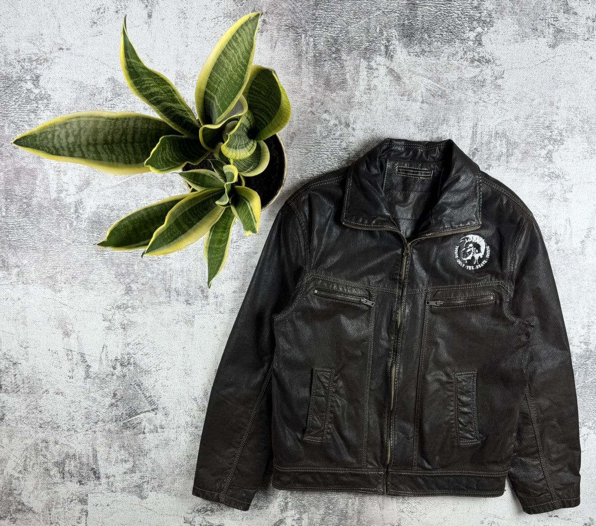 DIESEL Y2K 80s 90s Skin USA Aviator MA1 Leather Bomber Black