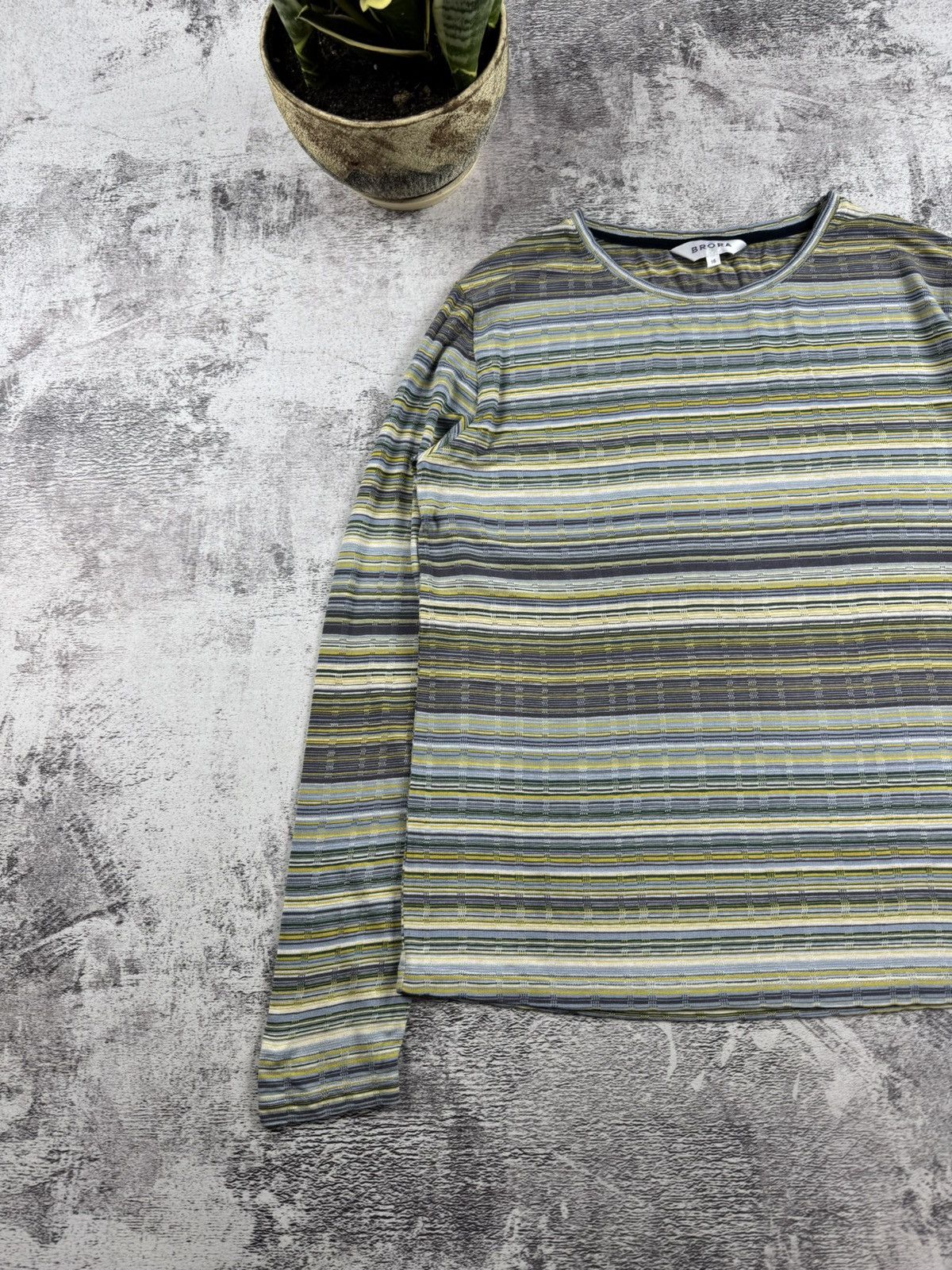 Vintage BRORA Viscose Striped 16 Size Longsleeve Pullover Sweatshirt Size XXL / US 16-18 / IT 52-54 - 8 Thumbnail