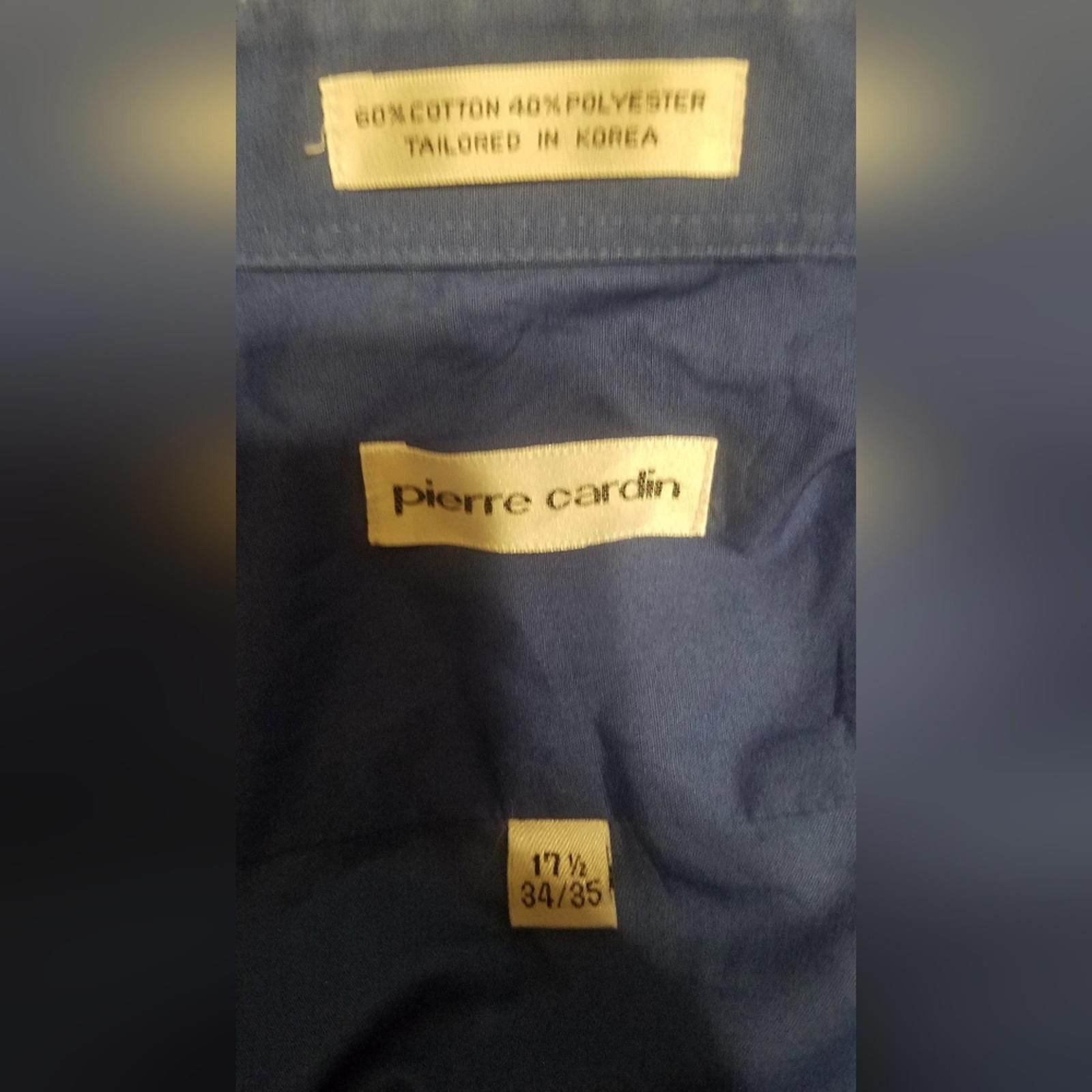 Pierre Cardin Pierre Cardin Navy Dress Shirt 17 1/2 Size 38R - 3 Thumbnail