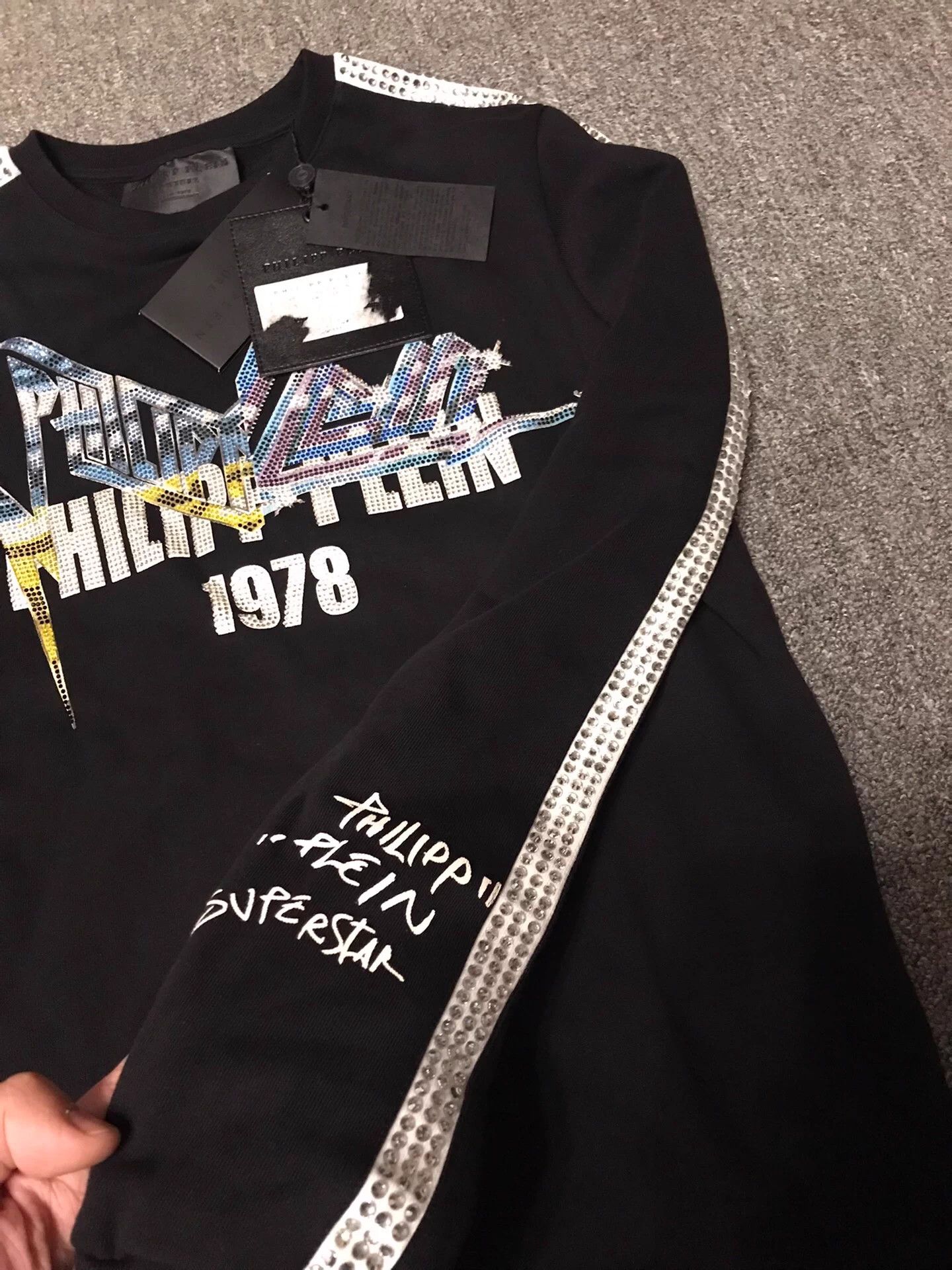 Philipp Plein PP Women's S Front Rhinestone Arm Back City Rock Sweatshirt Size S / US 4 / IT 40 - 4 Thumbnail