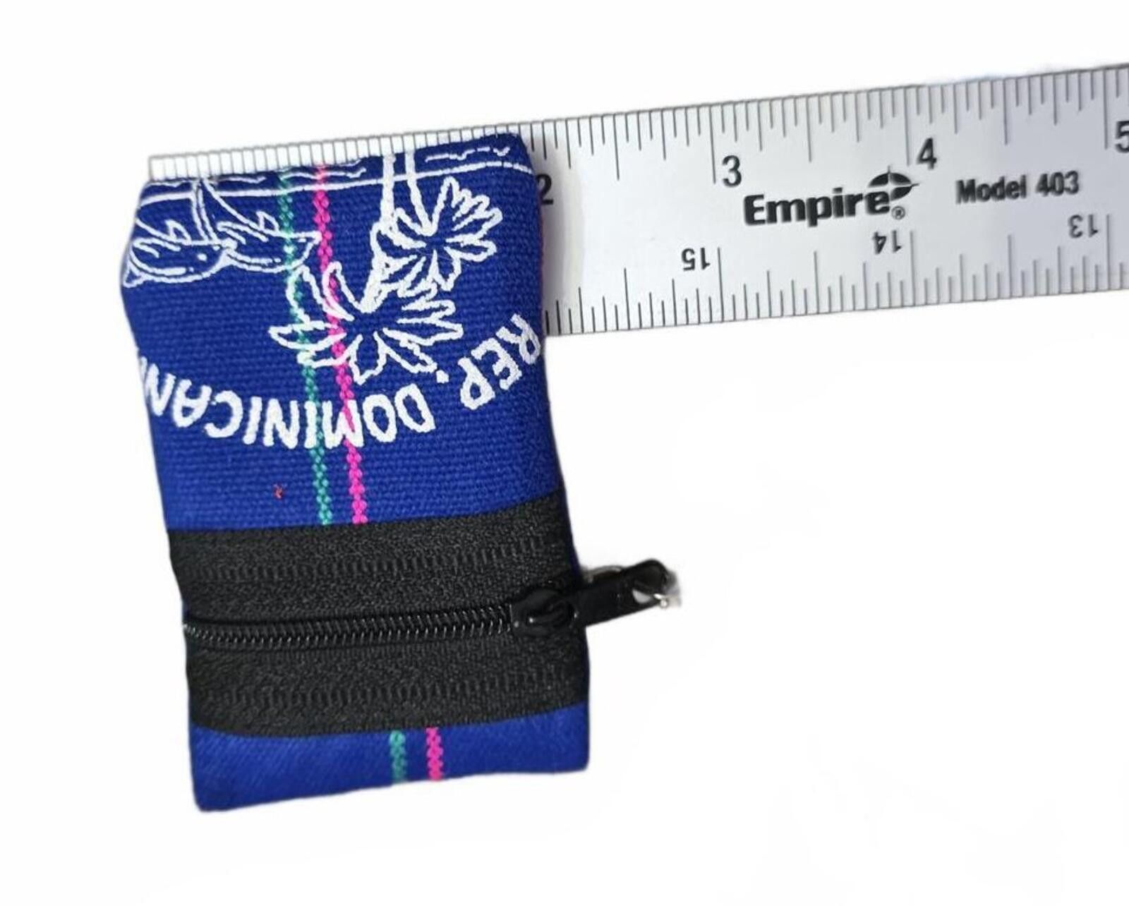 The Unbranded Brand Rep. Dominicana Blue Fabric Keychain Coin Purse Tropical Zip Size ONE SIZE - 6 Thumbnail