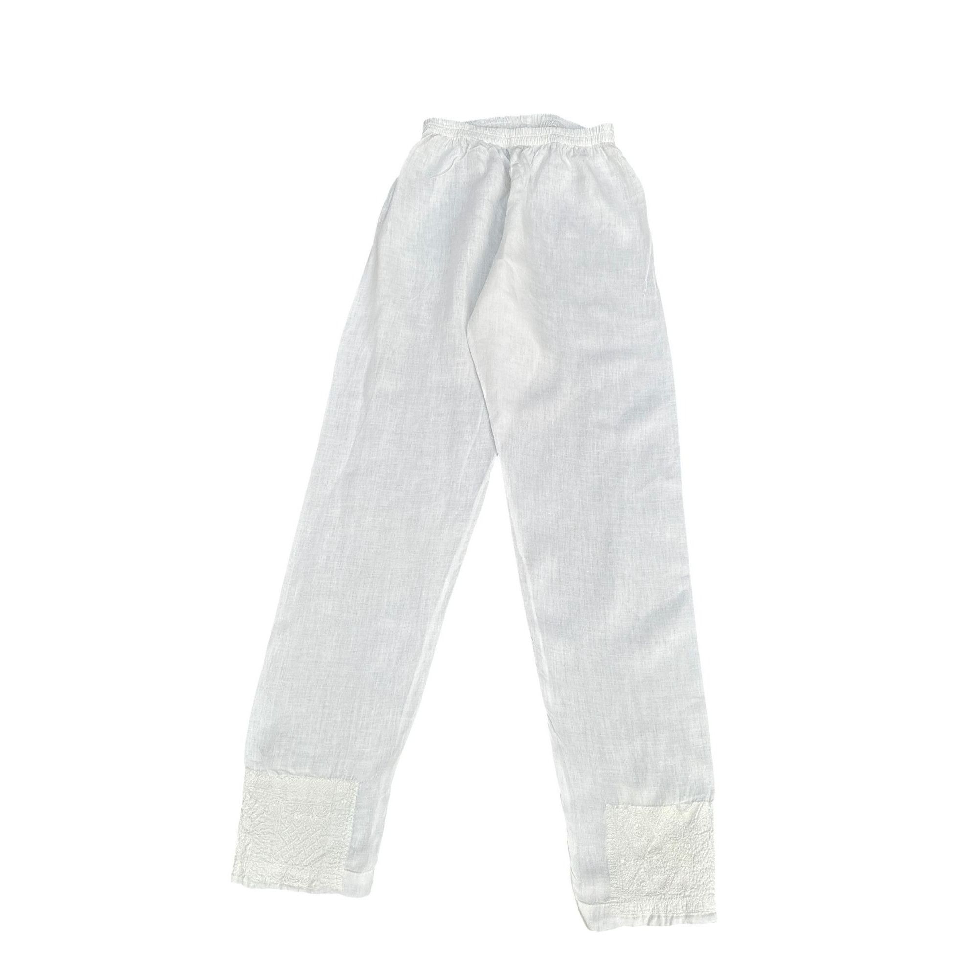 Dries Van Noten White Embroidered Cotton Pants Size 26" / US 2 / IT 38 - 1 Thumbnail