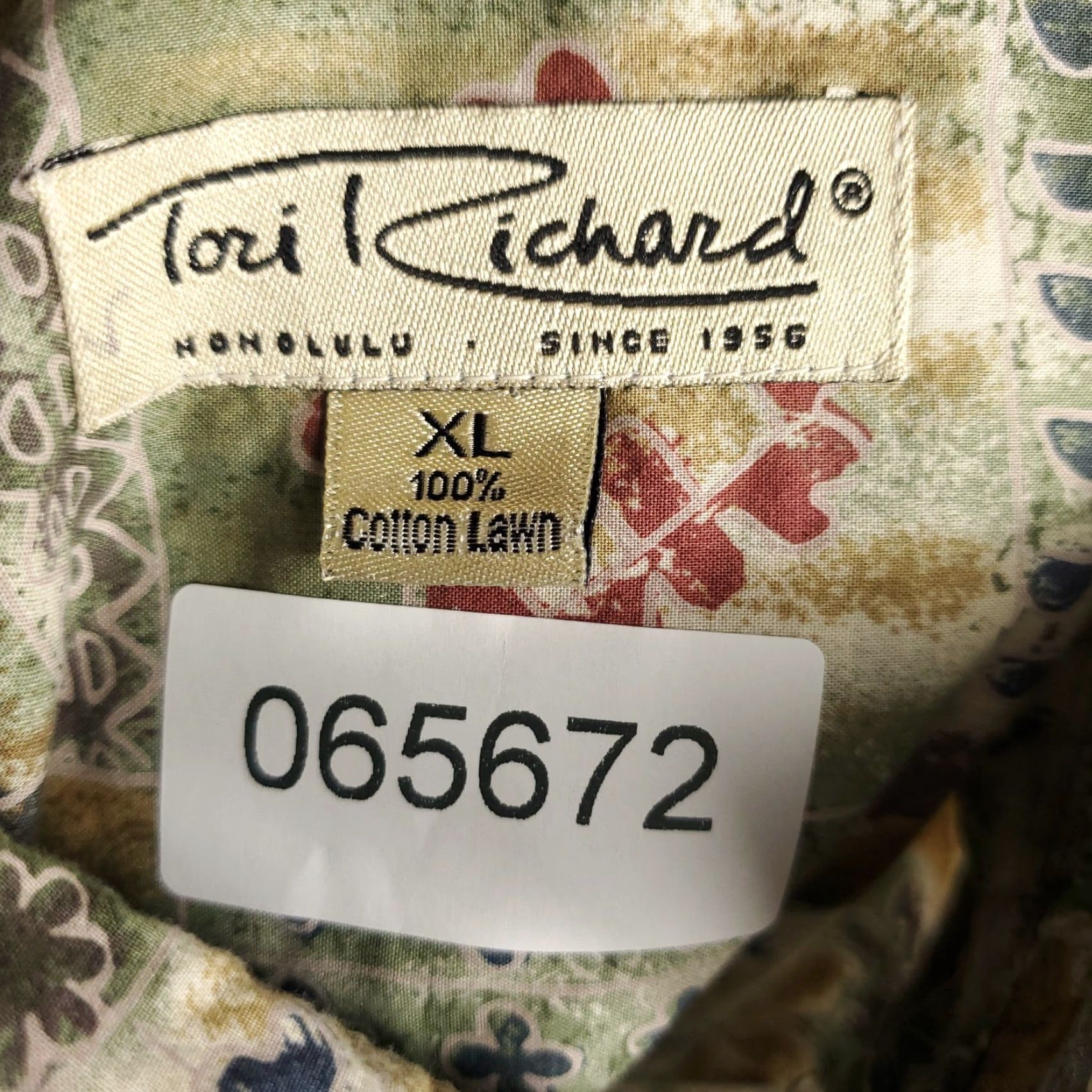 Tori Richard Tori Richard Shirt Mens XL Green Geometric Casual Button-Up Short Sleeve Shirt Size US XL / EU 56 / 4 - 6 Thumbnail
