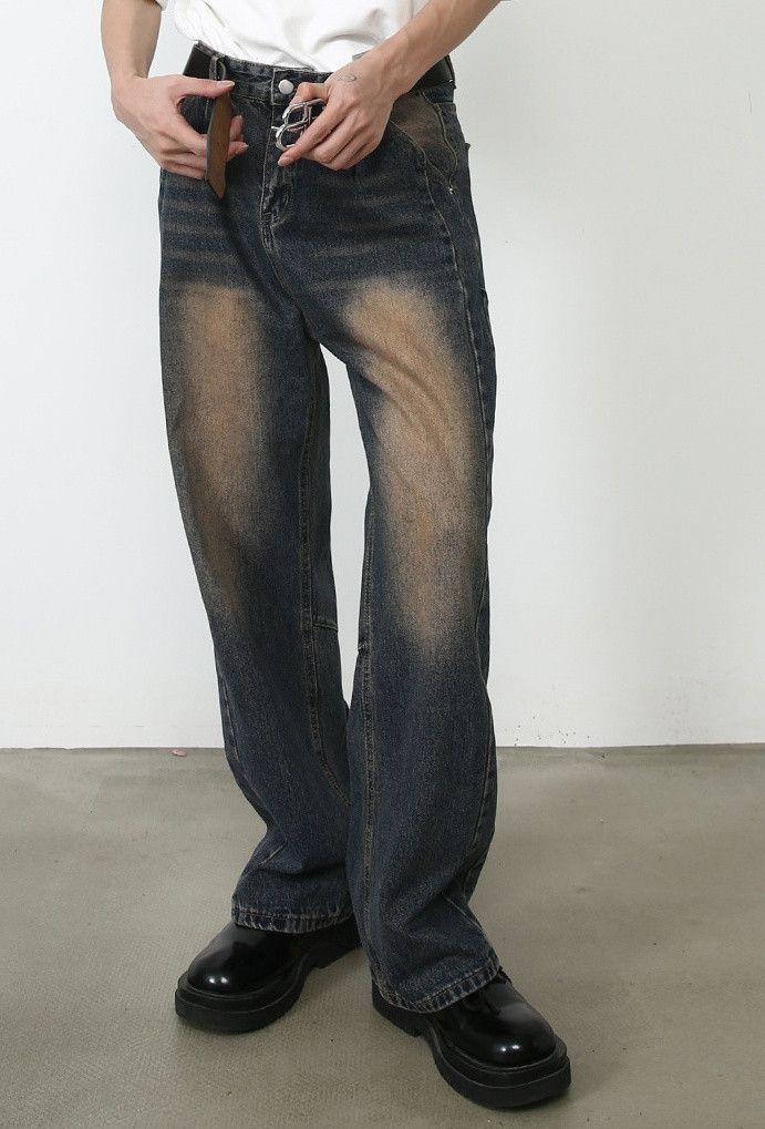 Japanese Brand × Jean Loose wide-leg washed distressed jeans Size US 32 / EU 48 - 2 Thumbnail