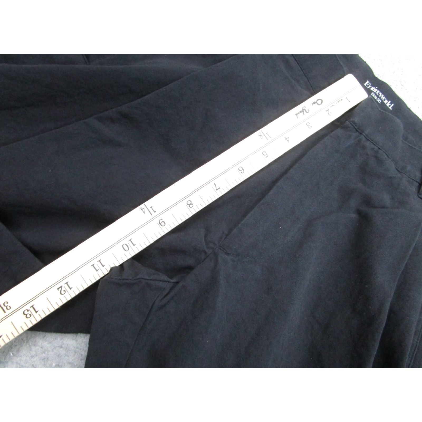ENTIREWORLD Chino Pants Mens 30 Black Cotton Tapered Zip Fly Trousers
