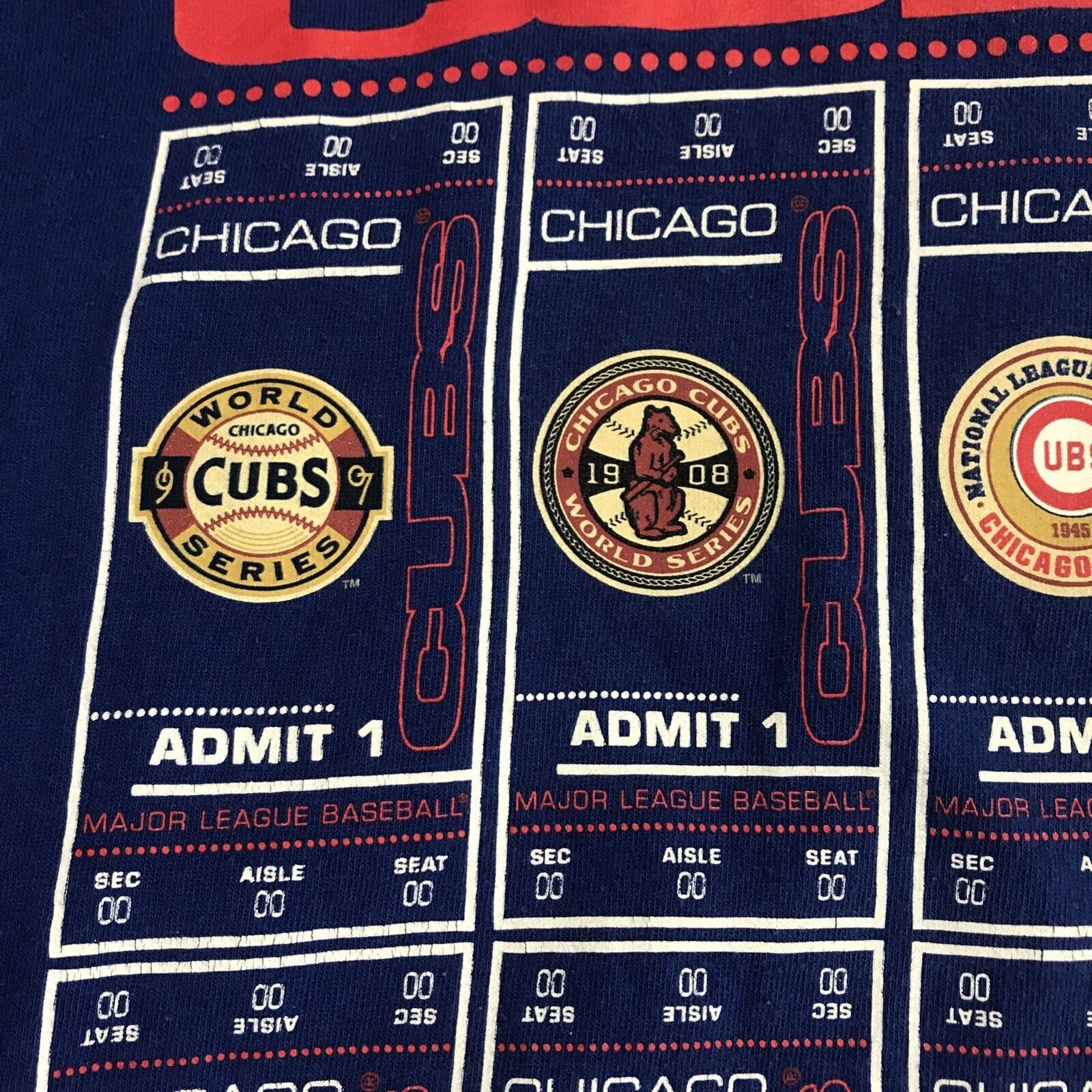 Majestic Majestic Chicago Cubs MLB Basebal Ticket Shirt Adult Large B Size US L / EU 52-54 / 3 - 12 Thumbnail