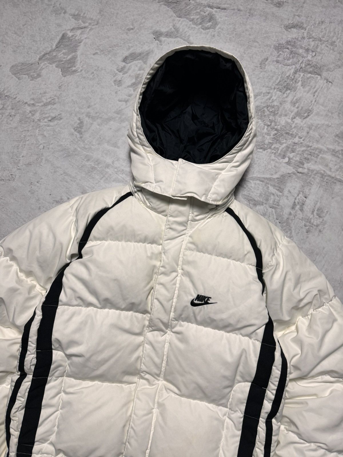 Nike × Vintage 00s Nike Vintage Down Hooded Drill Jacket Y2K Size US S / EU 44-46 / 1 - 2 Thumbnail
