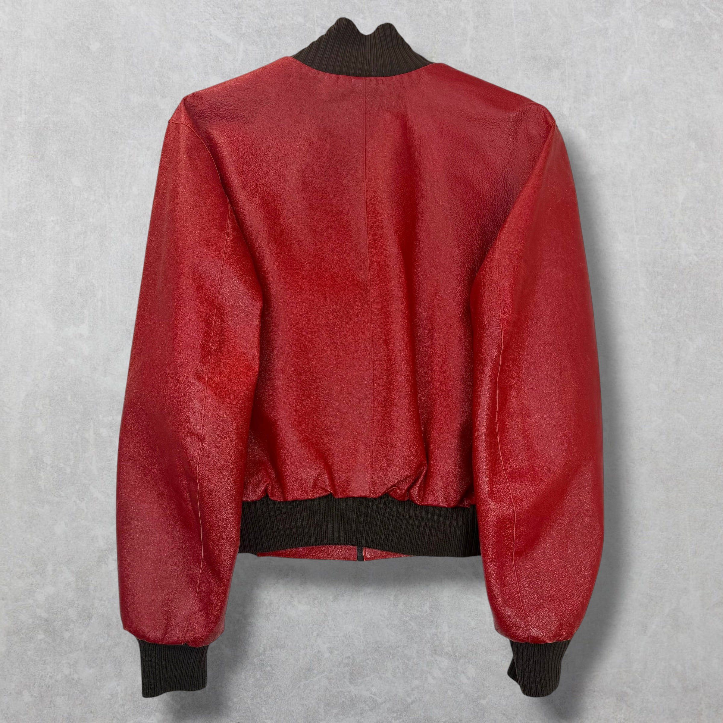 Prada Prada Runway Red Leather Bomber 54 (M) Size US M / EU 48-50 / 2 - 2 Thumbnail