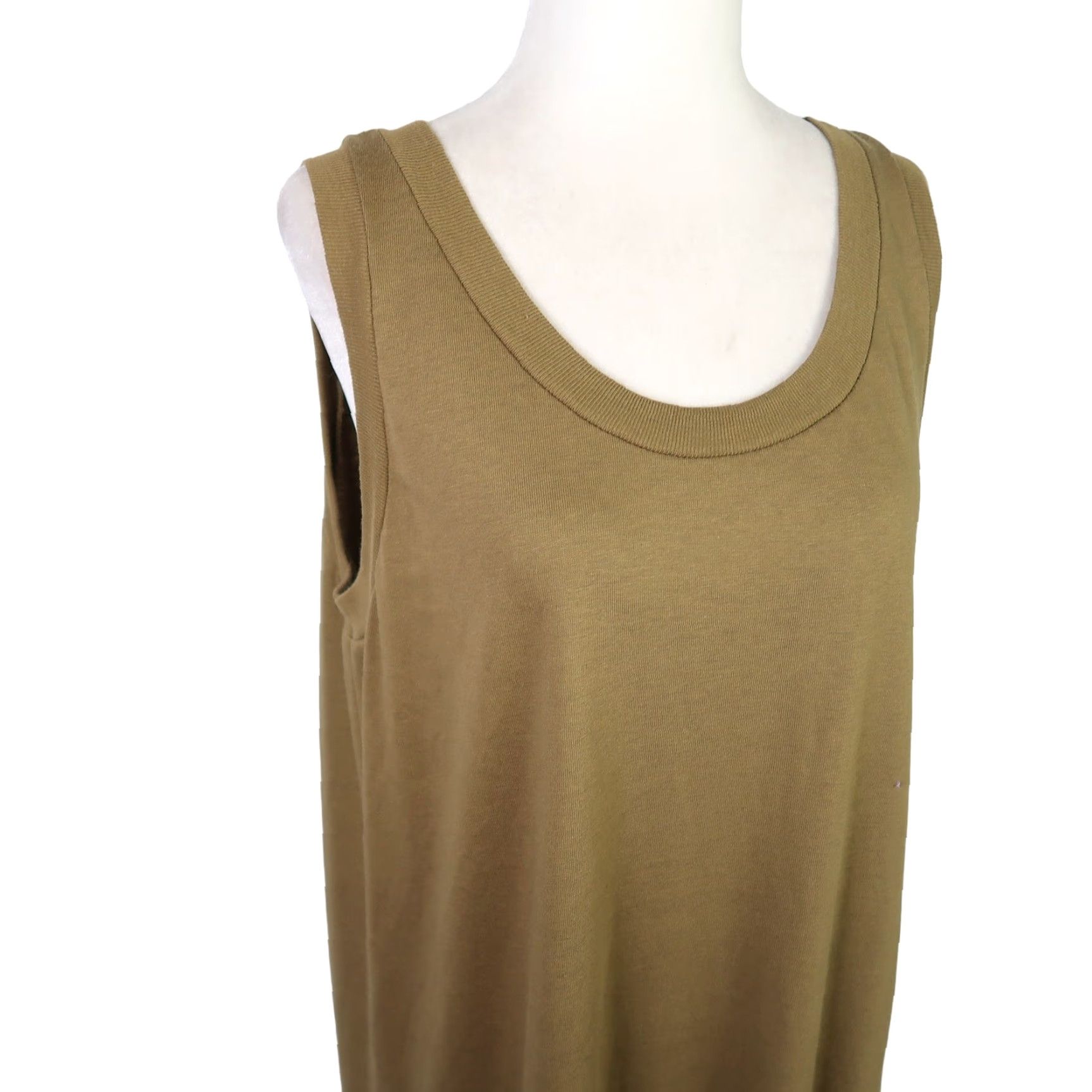 VINTAGE 90s Just My Style olive green drop waist tank midi dress 1X