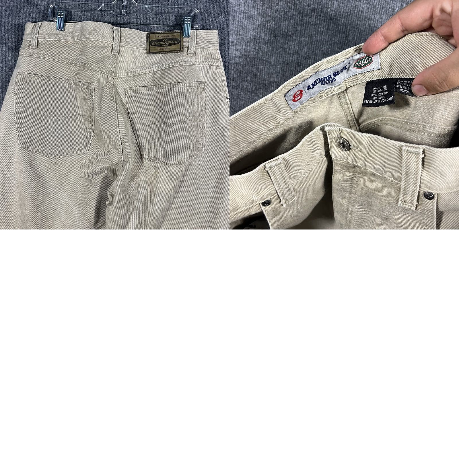 Anchor Blue VINTAGE Anchor Blue Jeans Baggy Straight 38x32 Mens Beige 90s Grunge Hip Hop USA Size US 38 / EU 54 - 8 Thumbnail