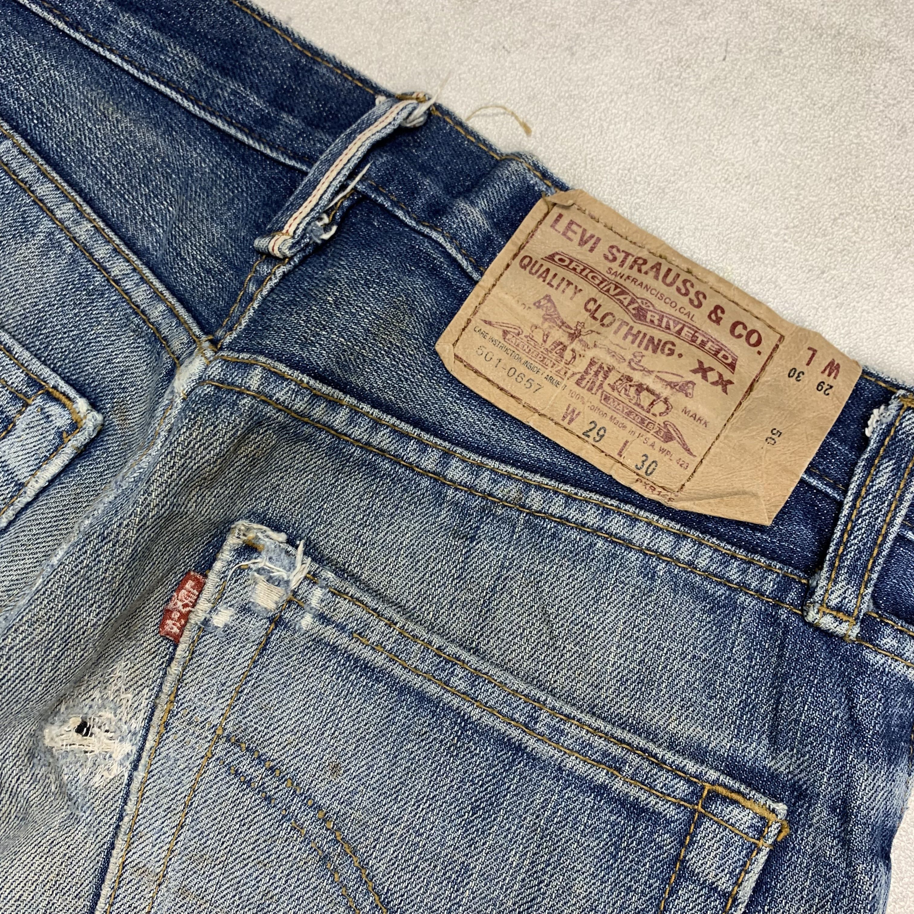Levi's Vintage Levi's 501 Big E Selvedge Distressed Jeans Size US 27 - 8 Thumbnail