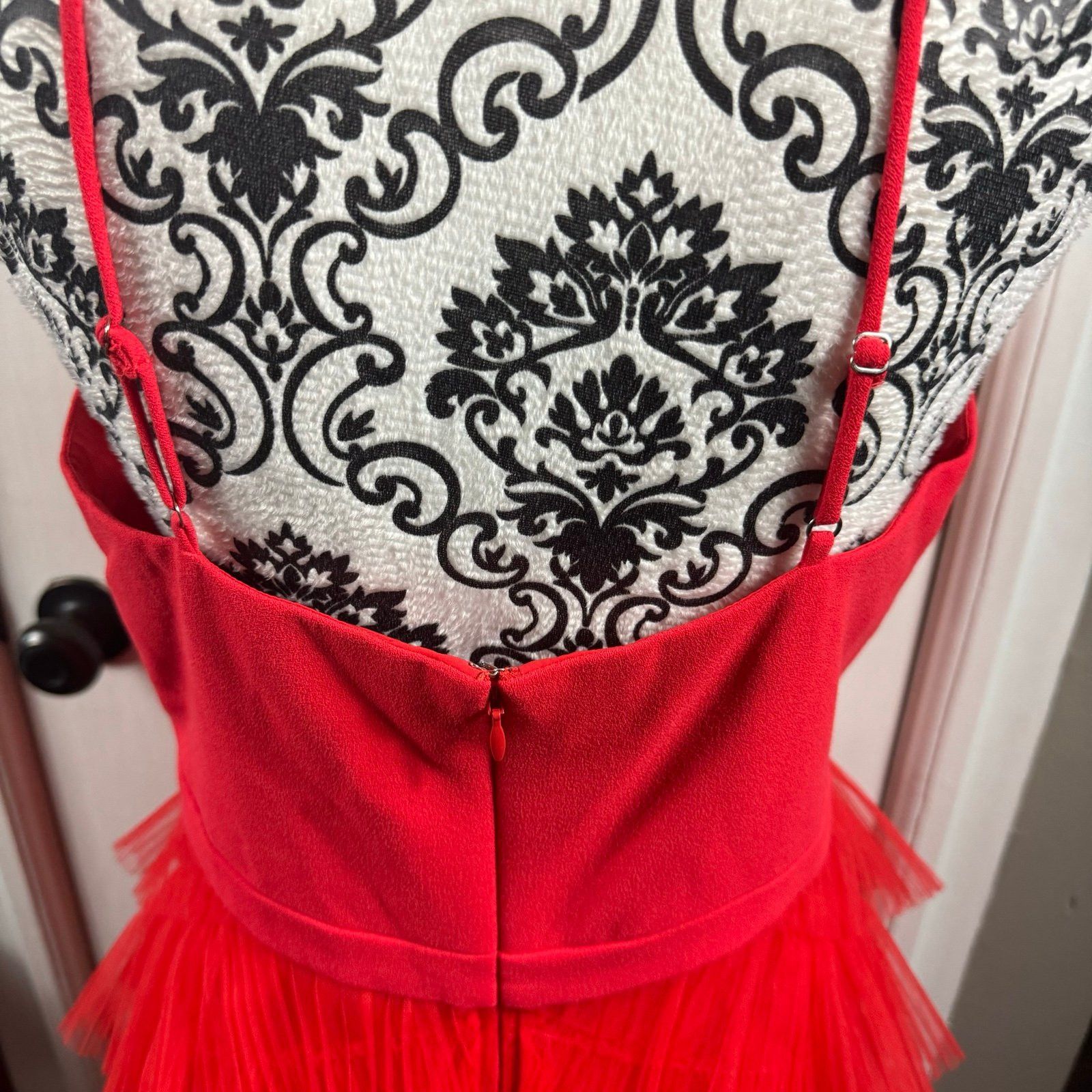 Bcbgmaxazria BCBMAXAZRIA Women's Red Tulle Mini Cassandra Party Dress Size L / US 10 / IT 46 - 9 Thumbnail