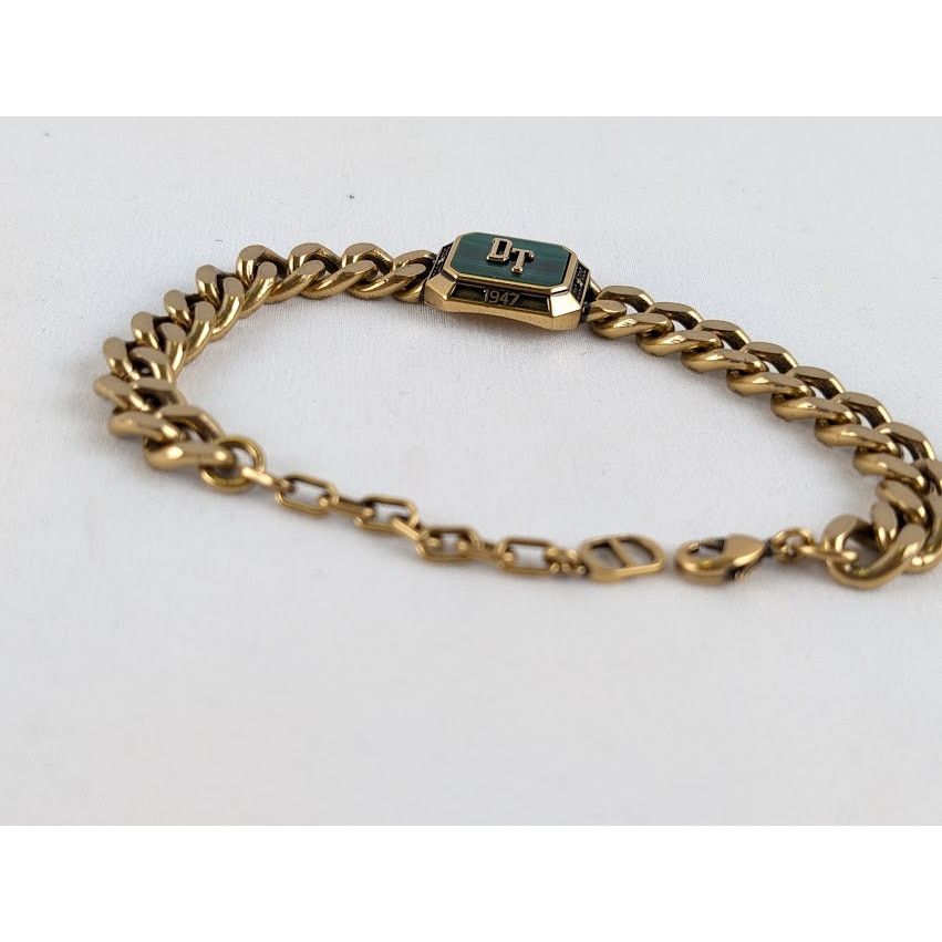 Dior o1rshd1 Size: OS / TEARS Chain Link Bracelet in Gold/Green Size ONE SIZE - 8 Thumbnail