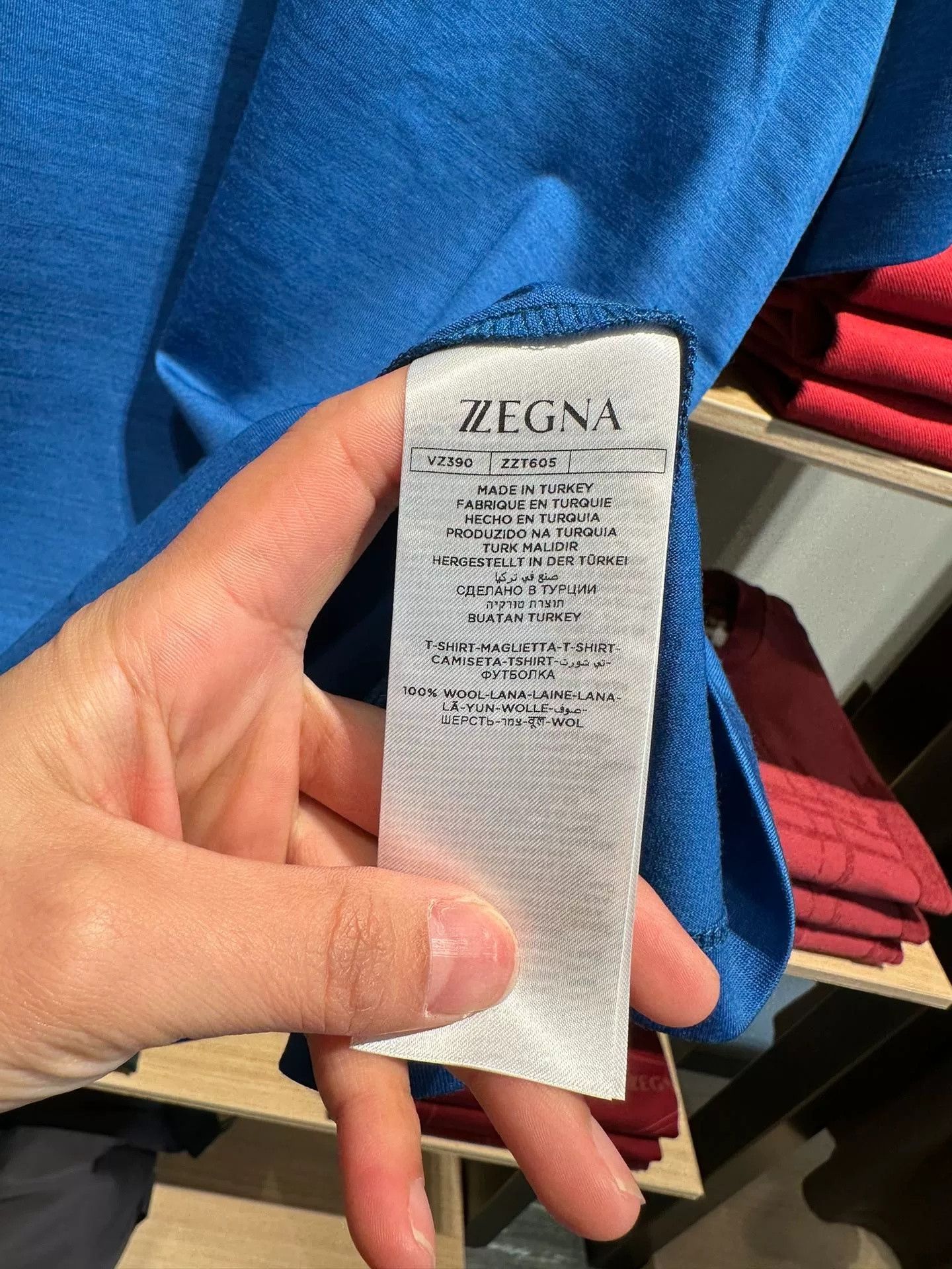 Ermenegildo Zegna Zegna Blue Wool Short-Sleeve T-Shirt Size US XL / EU 56 / 4 - 5 Thumbnail