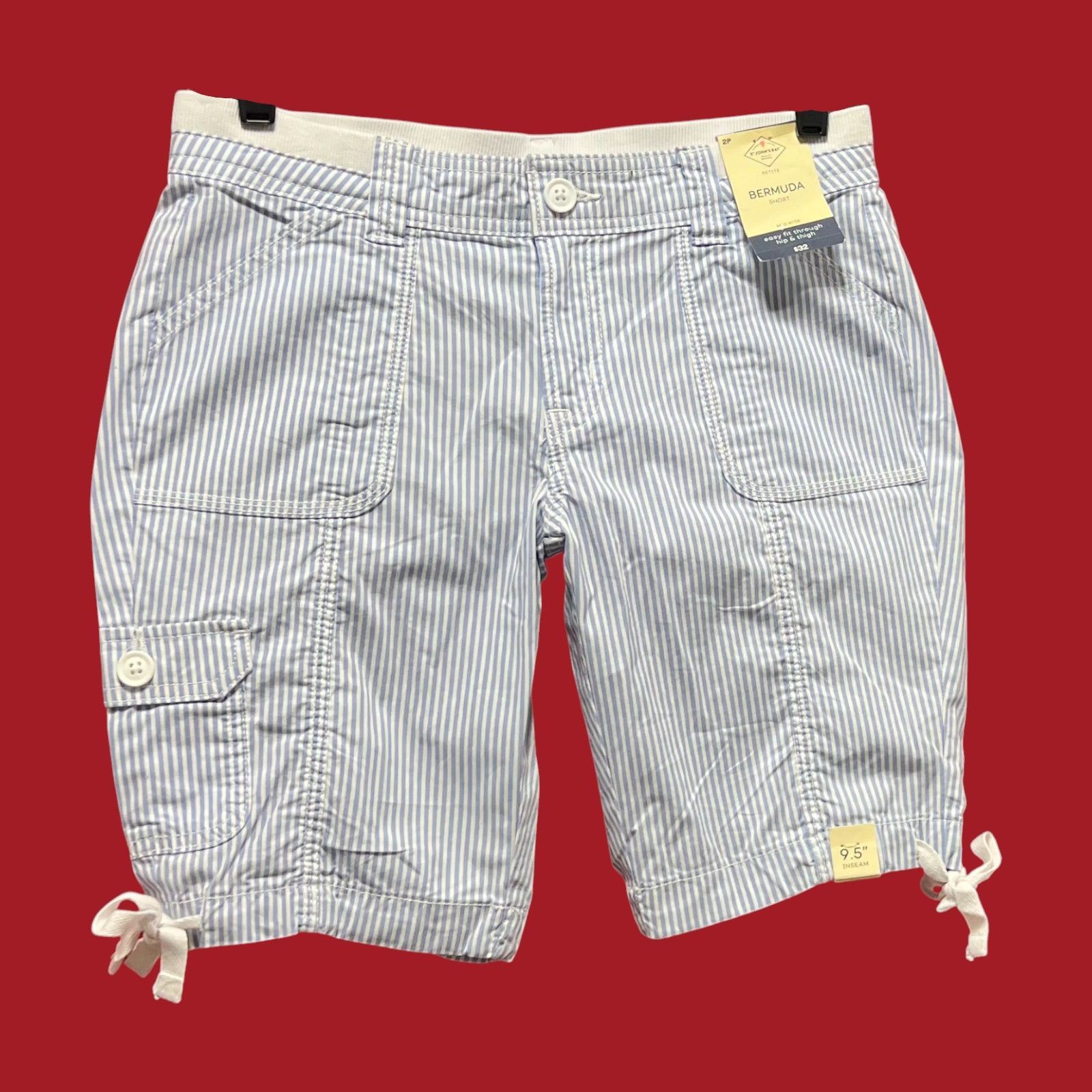 St. Johns Bay St. John's Bay - Women's Mid-Rise Cargo Bermuda Short - Blue Size 26" / US 2 / IT 38 - 16 Thumbnail