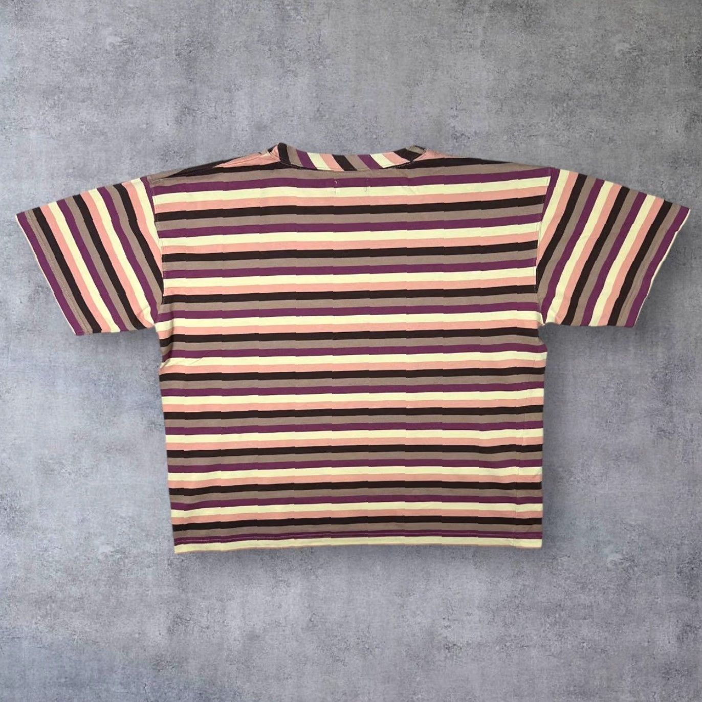 ASH DASH Early 00’s Essential Multi Colour Block Striped T-Shirt Women's L Knit Shirt Multicoloured Purple/Brown/Cream/Peach Mix Womens L Size L / US 10 / IT 46 - 2 Thumbnail
