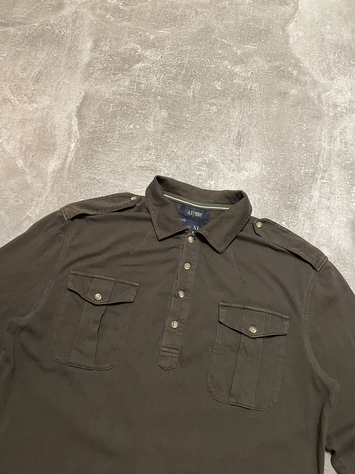 Armani × Vintage Vintage Armani Jeans Long Sleeve Shirt Big Logo Size US L / EU 52-54 / 3 - 3 Thumbnail