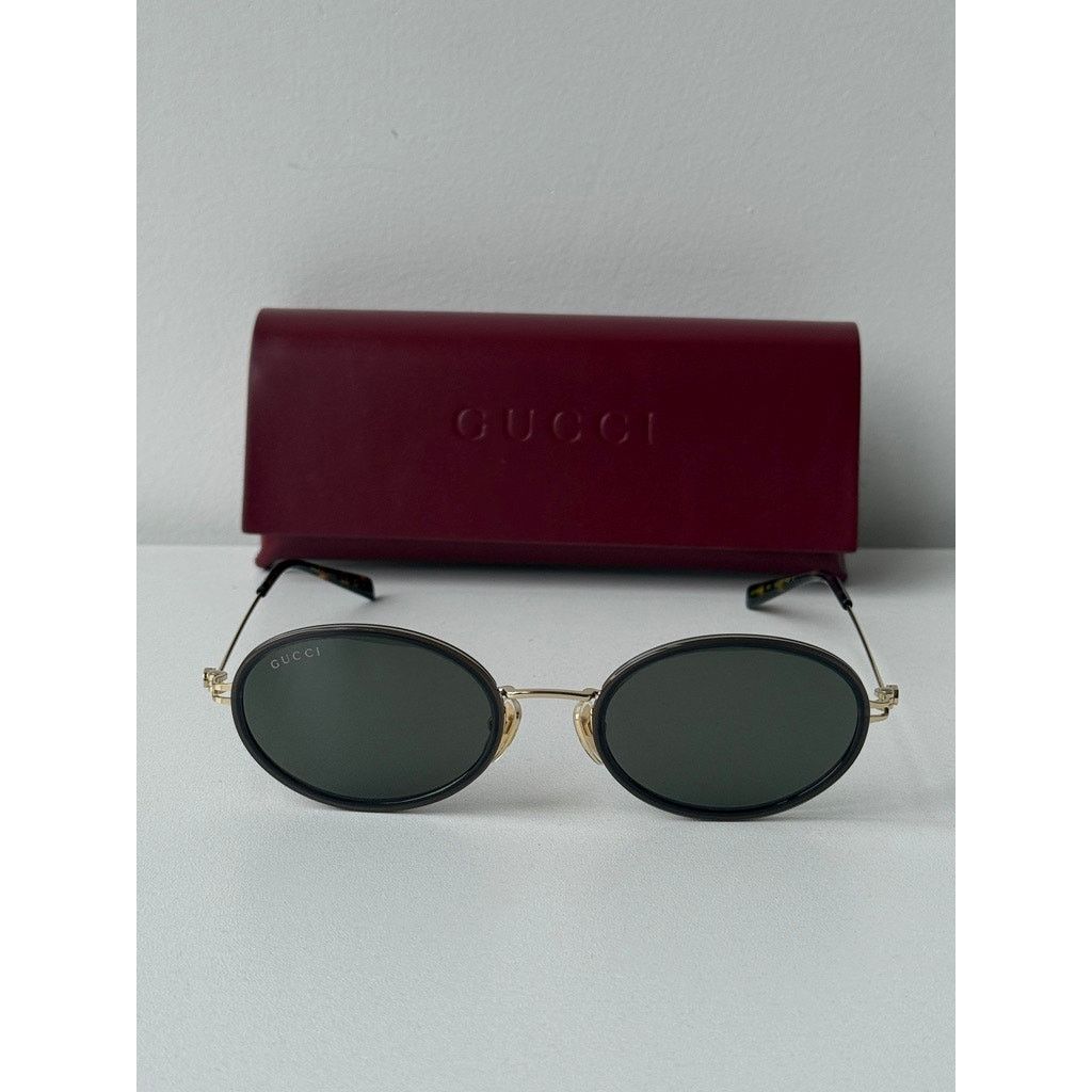 Gucci NEW Gucci GG1980S 001 Black Gold Oval Sunglasses $545 Size ONE SIZE - 2 Thumbnail