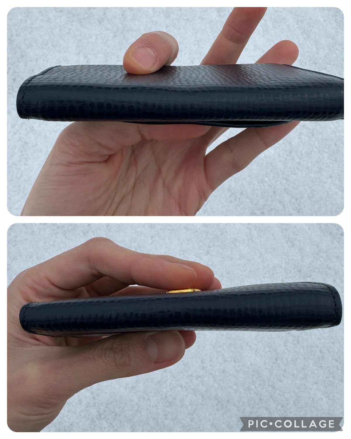 Dior Navy Leather Logo Ring Key Case Card Holder