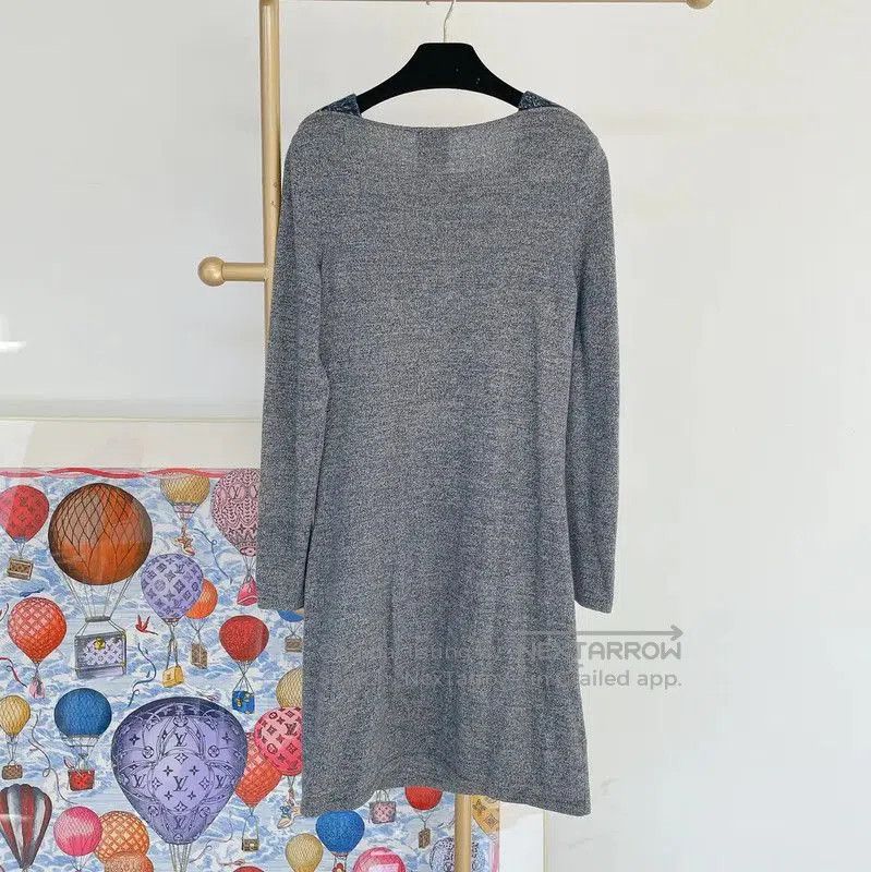 Chanel Chanel Gray Cashmere Long Sleeve Dress . Size S / US 4 / IT 40 - 2 Thumbnail