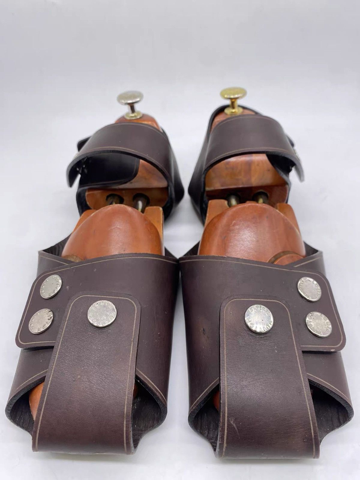 Louis Vuitton Louis Vuitton Brown Leather Serengeti Flat Sandals Size US 7 / EU 40 - 1 Thumbnail