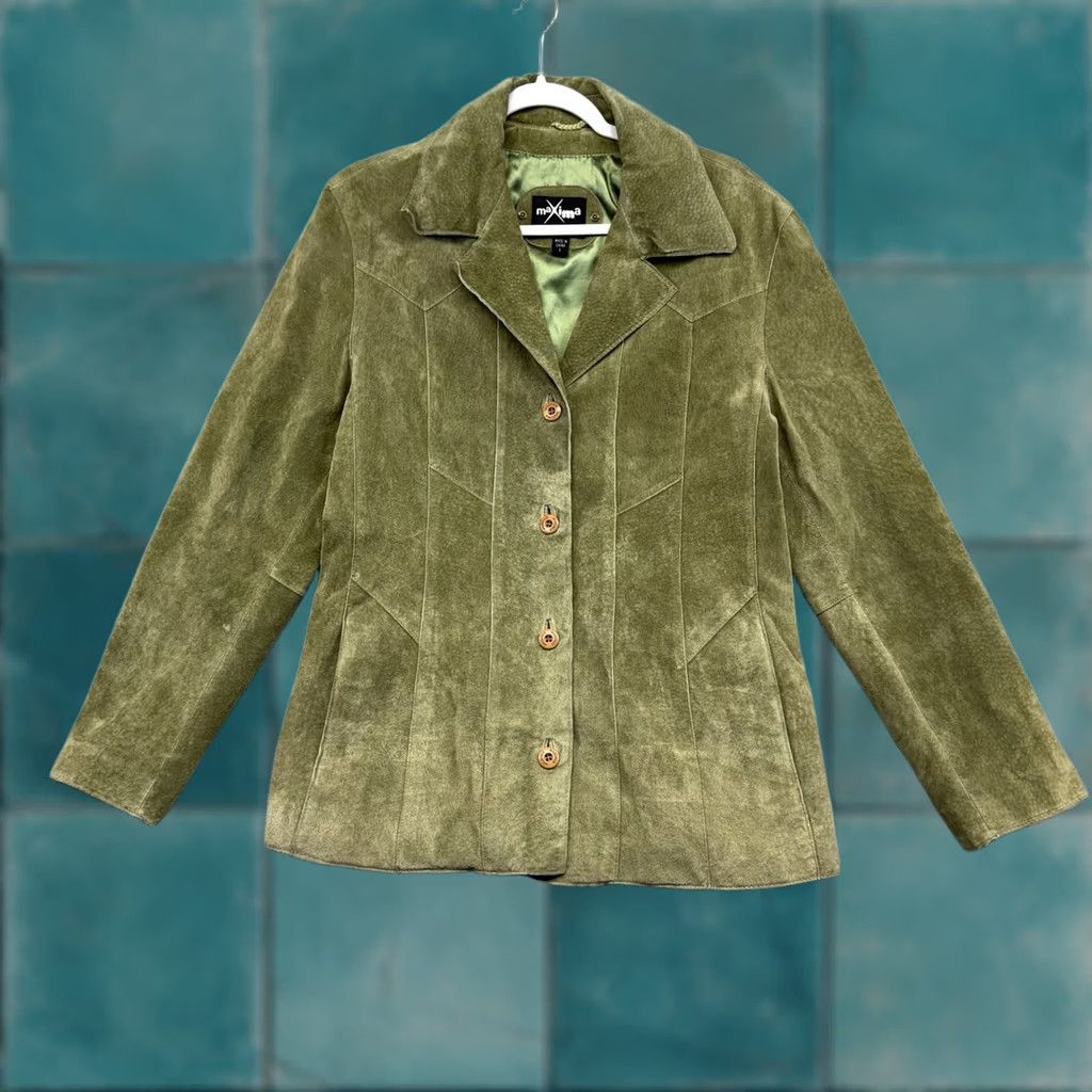 Vintage VINTAGE Wilsons Leather Maxima Suede Jacket L Panel Green 90s City Classic Womens Jacket Size L / US 10 / IT 46 - 1 Thumbnail
