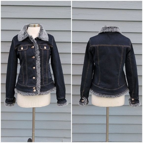 Vintage Vintage 90s y2k Finesse Bratz Blue Jean Denim Faux Fur Colla Size M / US 6-8 / IT 42-44 - 1 Thumbnail