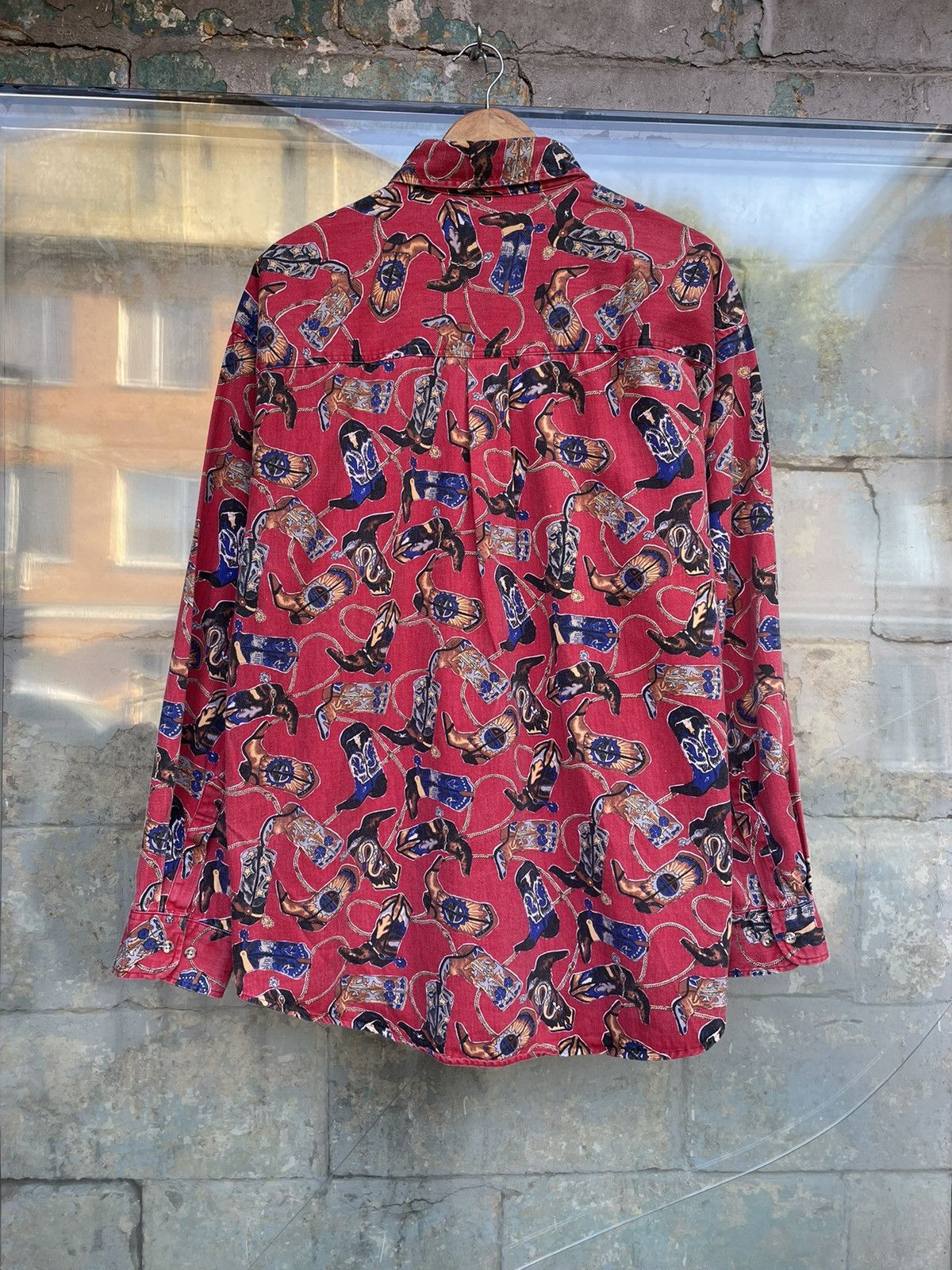 Vintage Vintage Western Red Printed Casual Shirt Size US XL / EU 56 / 4 - 4 Thumbnail