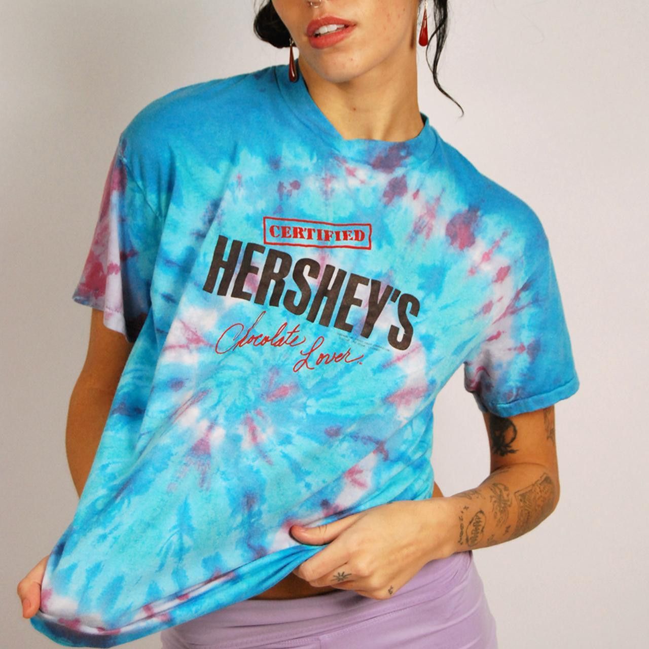 Vintage 80s Hershey's T-shirt (L) vintage blue tie dye men large Size US L / EU 52-54 / 3 - 4 Thumbnail