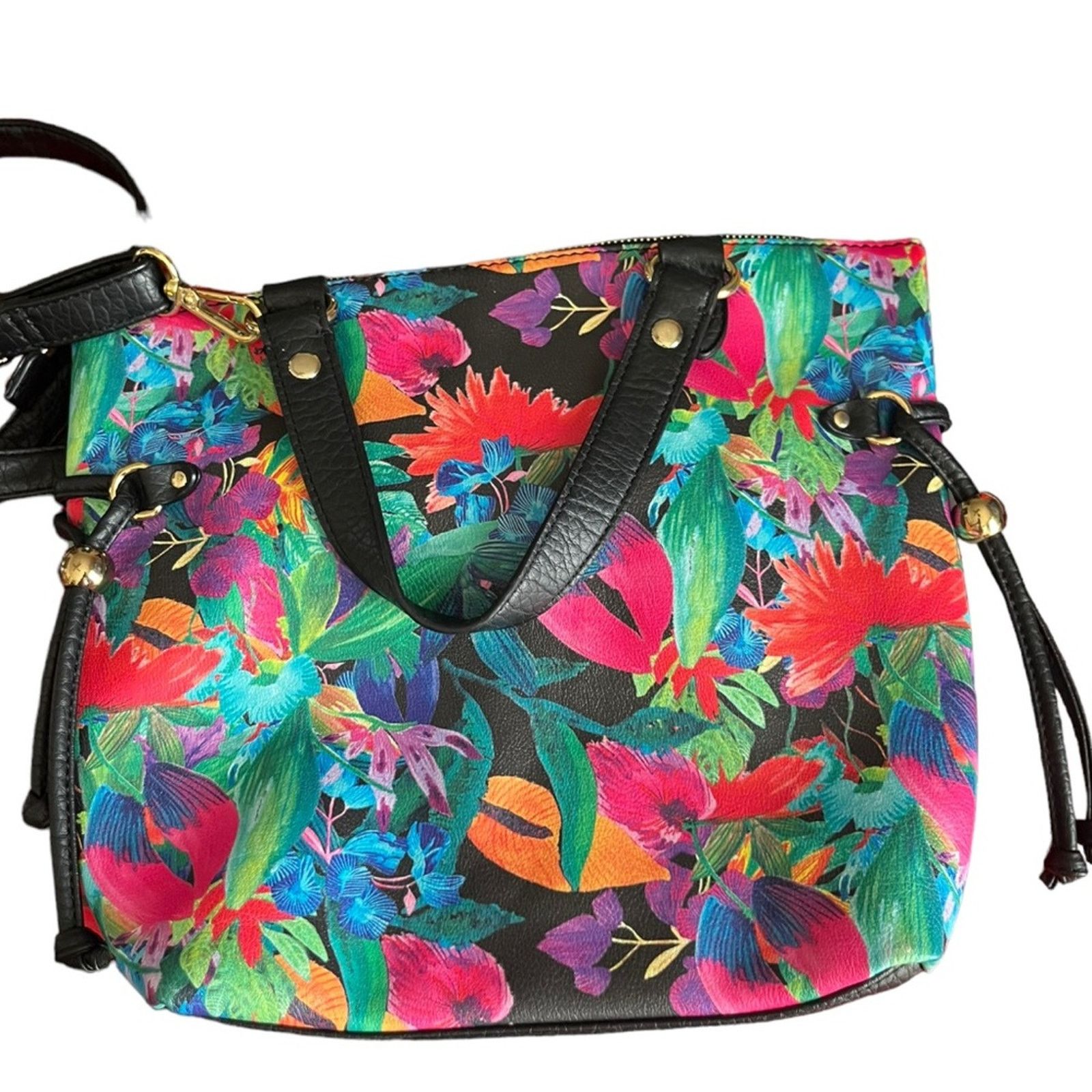 Juicy Couture Juicy Couture Black Faux Tropical Floral Print Bag Size ONE SIZE - 11 Thumbnail