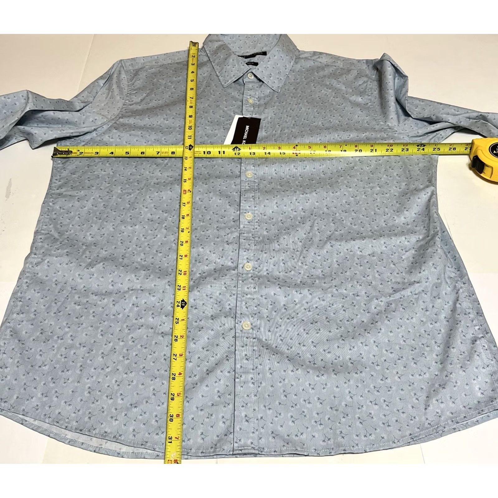 Michael Kors Michael Kors Men's XXL Slim Chambray Floral Dandelion Long Sleeve Button Shirt Size US XXL / EU 58 / 5 - 4 Thumbnail