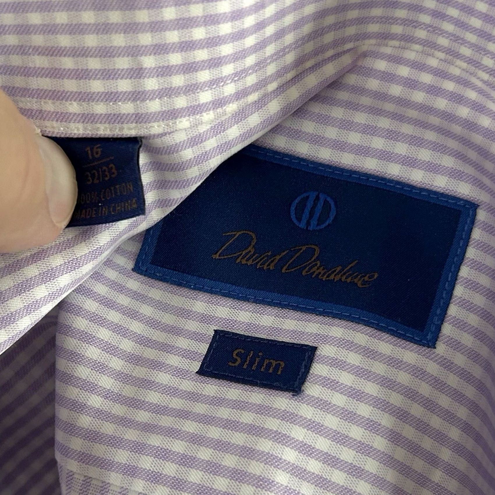 David Donahue David Donahue Dress Shirt 16 32/33 Slim Fit Plaid 100% Cotton Blue White Shirt Mens Regular Fashion Purple Red Pattern Casual Business Size 42R - 3 Thumbnail