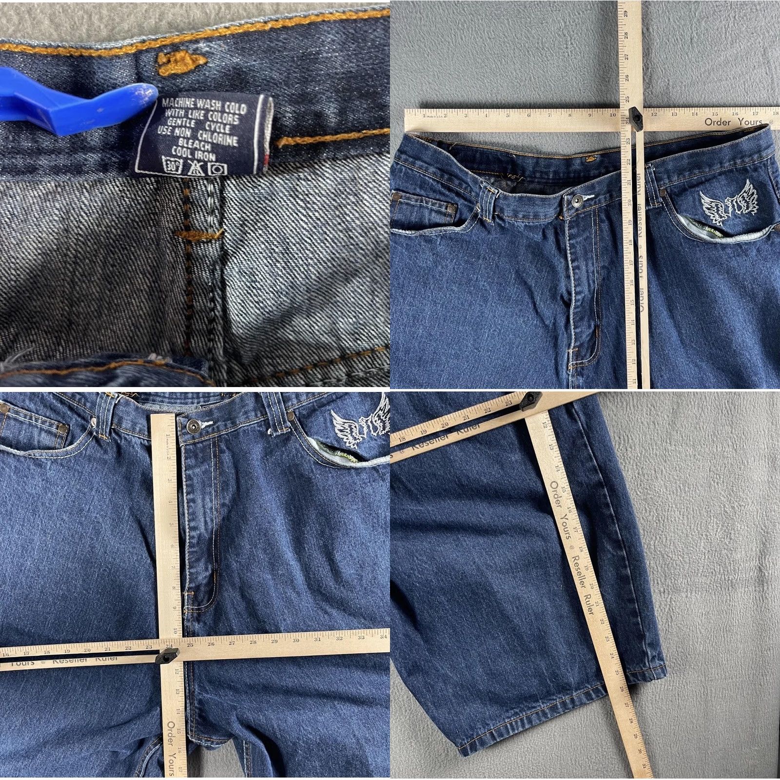 Coogi VTG Coogi Mens Denim Bermuda Shorts 42 Blue Flag Crest Embroidered 5-Pocket Relaxed Streetwear Size US 42 / EU 58 - 8 Thumbnail