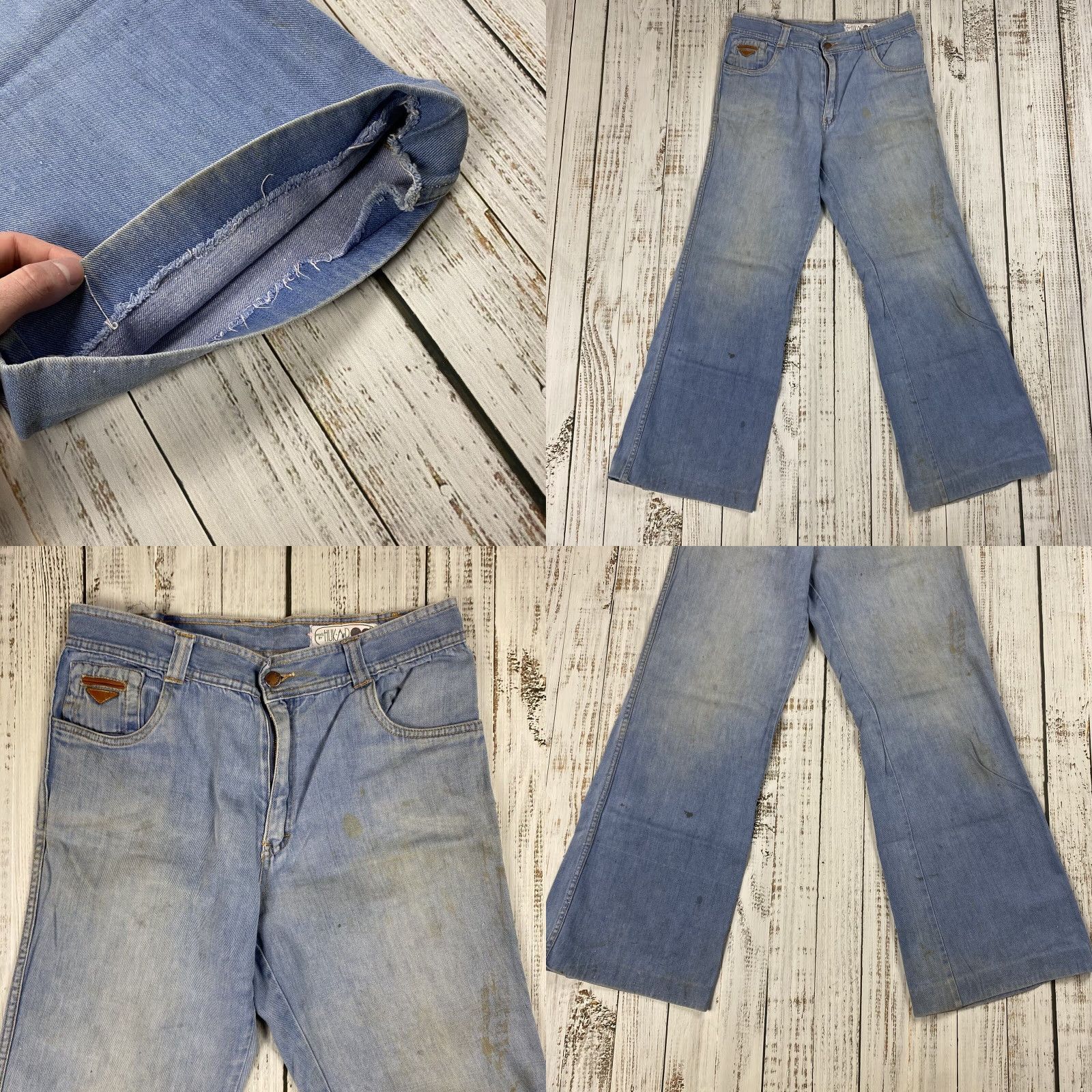 Vintage VINTAGE HUK-A-POO 1970s Disco Elephant Bell Bottom Pants Mens Light Wash Blue 34 Size US 34 / EU 50 - 8 Thumbnail