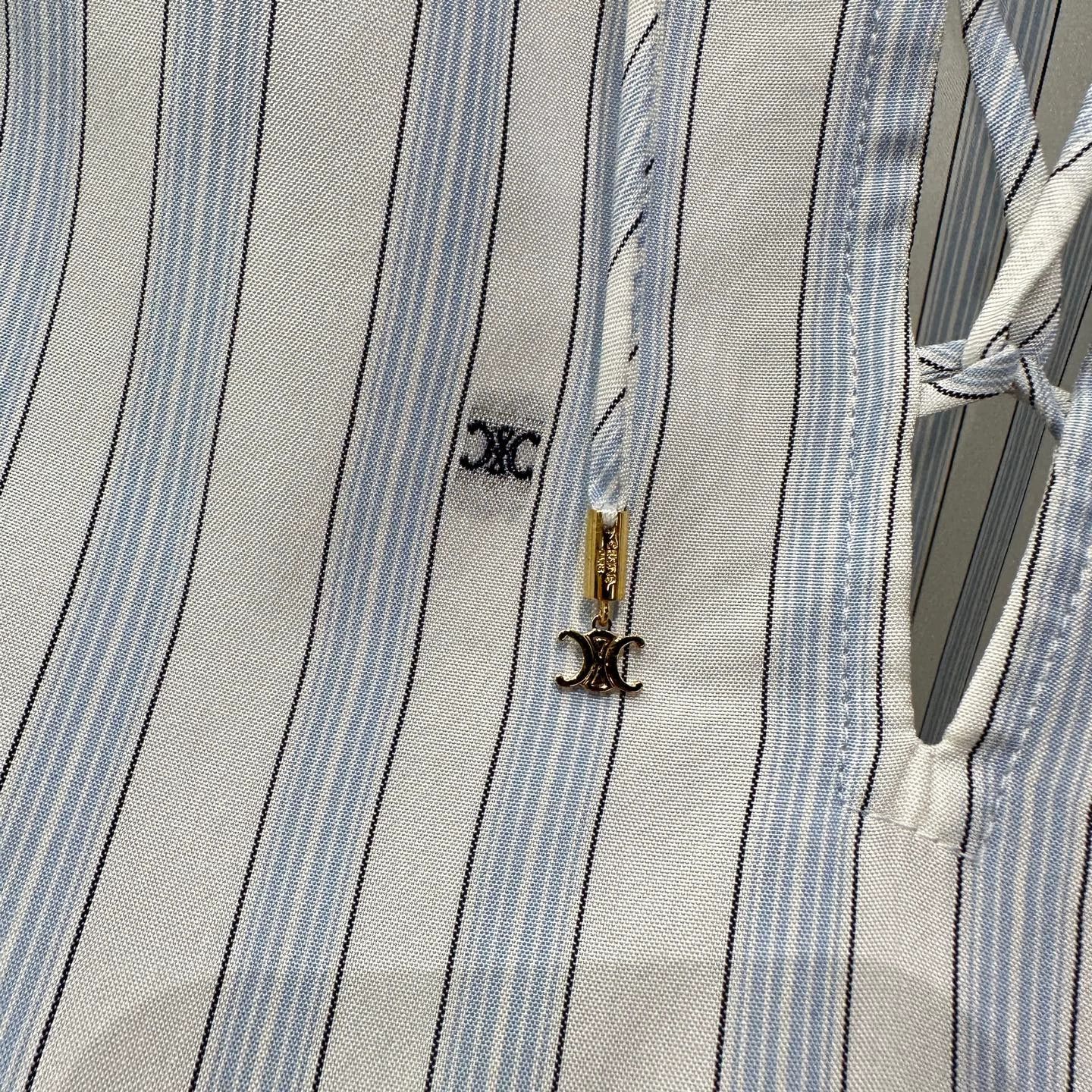 Celine CELINE feb307 allover Triomphe logo pendant silk shirt 36 Size XS / US 0-2 / IT 36-38 - 6 Thumbnail