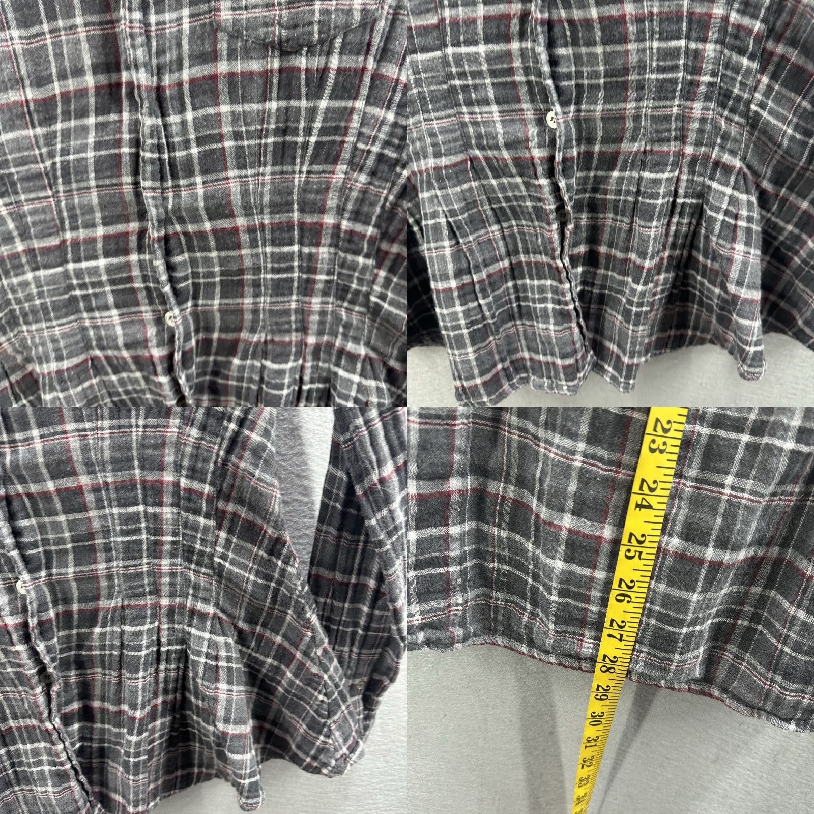 Opening Ceremony Opening Ceremony Peplum Blouse Womens Large Gray Plaid Muslin Quiet Luxury Cottage Size L / US 10 / IT 46 - 8 Thumbnail