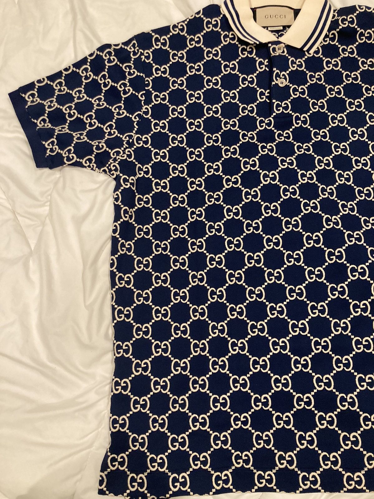 Gucci Gucci Jacquard Navy Polo Size US L / EU 52-54 / 3 - 2 Thumbnail