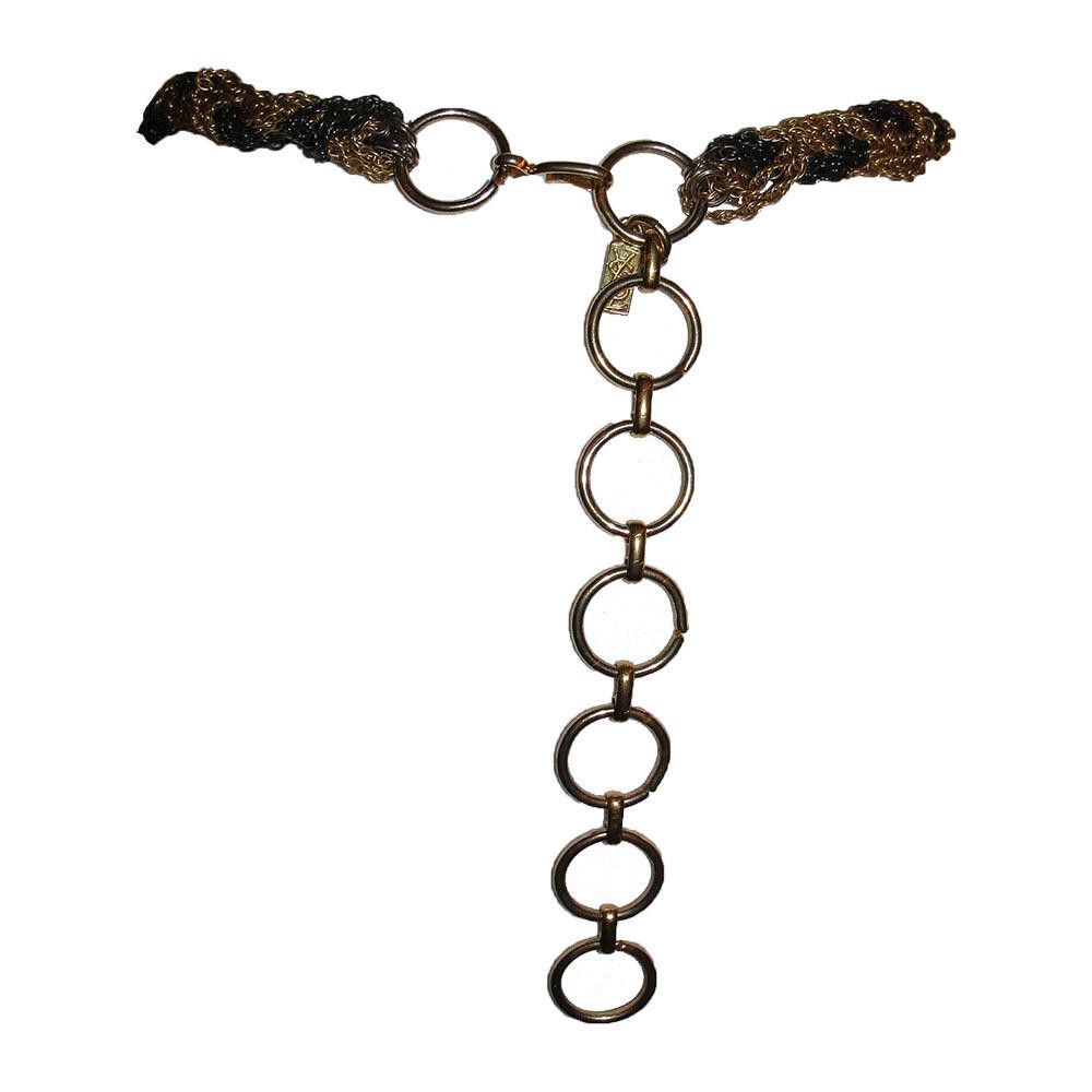 Yves Saint Laurent Yves Saint Laurent Black and Gold Woven Rope Necklace Size ONE SIZE - 3 Thumbnail