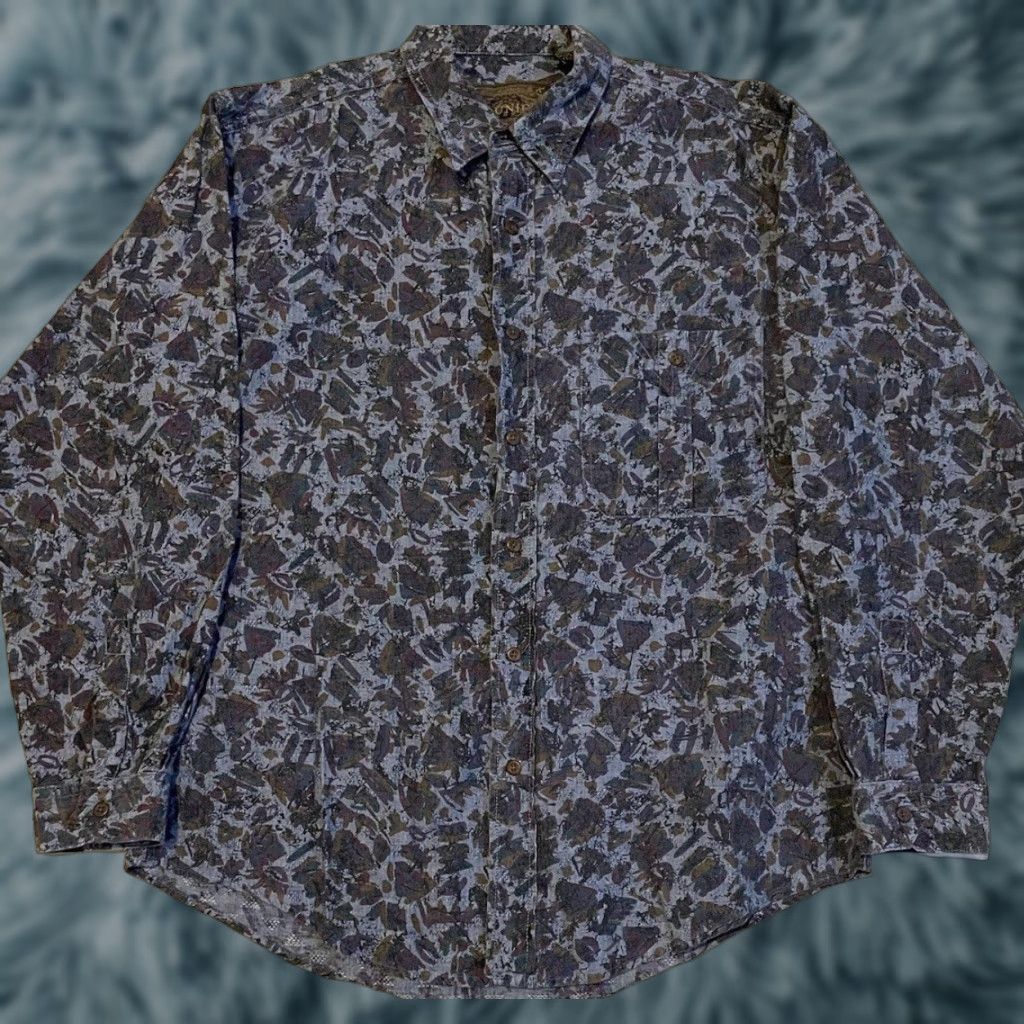 Gotcha Vtg 90s Abstract Art All Over Print Shirt S Polo Long Sleeve Blue Mens Gotcha Surf Beach Grunge 80s Vaporwave Aztec OSS Size US S / EU 44-46 / 1 - 1 Thumbnail