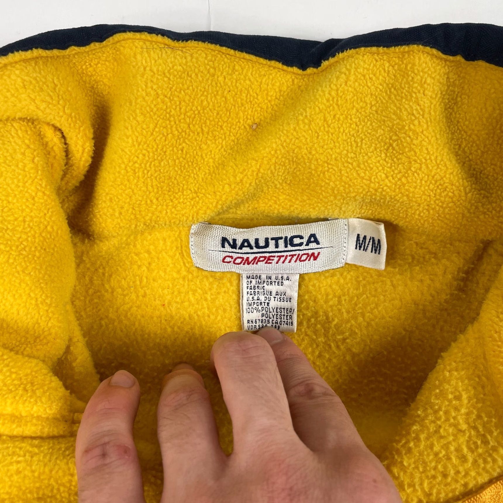 Nautica VINTAGE Nautica Jacket Mens M Yellow Competition Fleece Full Zip Hooded Jersey Style Regular Wind-Resistant Embroidered Logo USA Size US M / EU 48-50 / 2 - 7 Thumbnail
