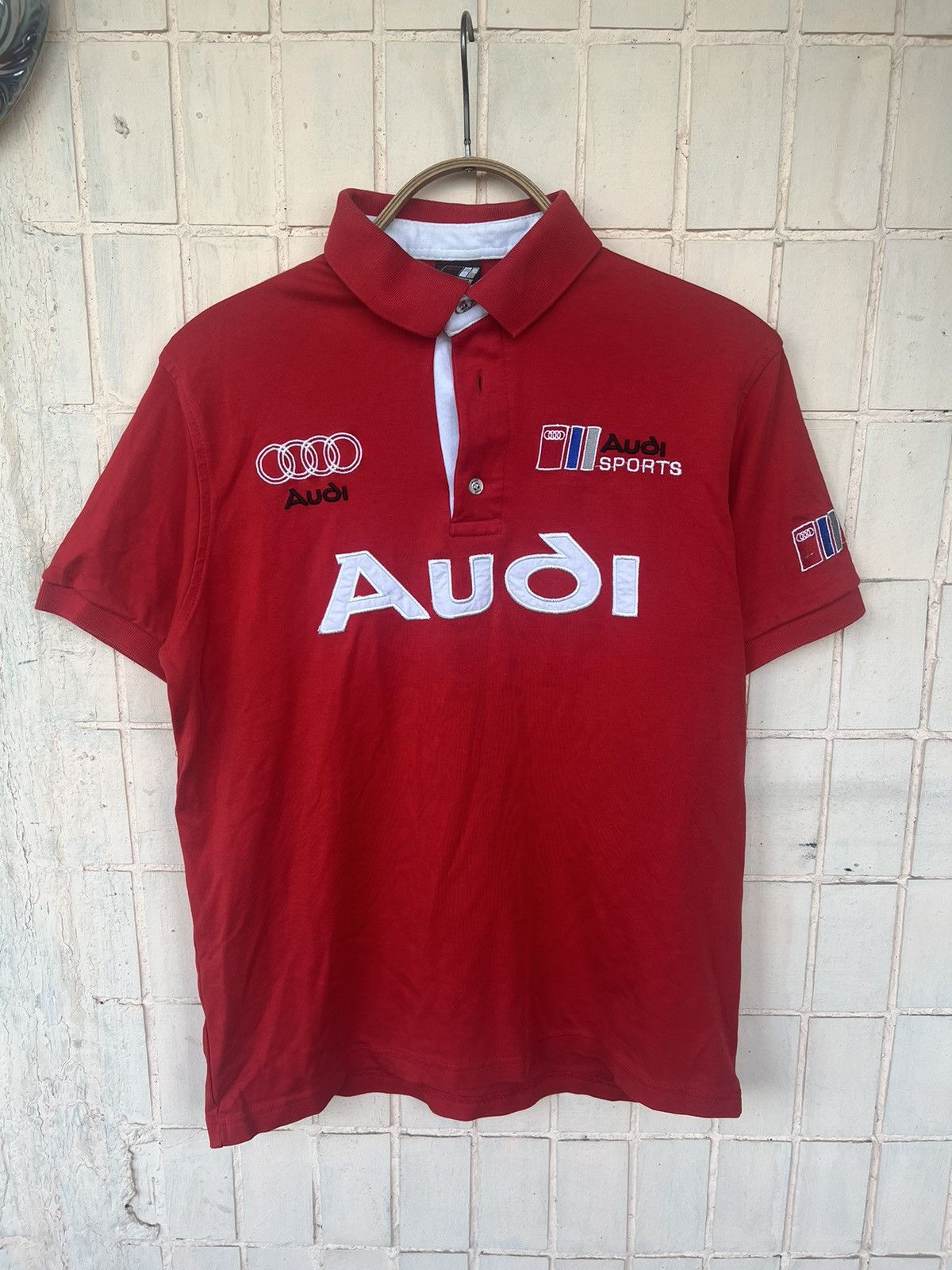 Audi Vintage Audi racing polo shirt big logo Size US S / EU 44-46 / 1 - 2 Thumbnail