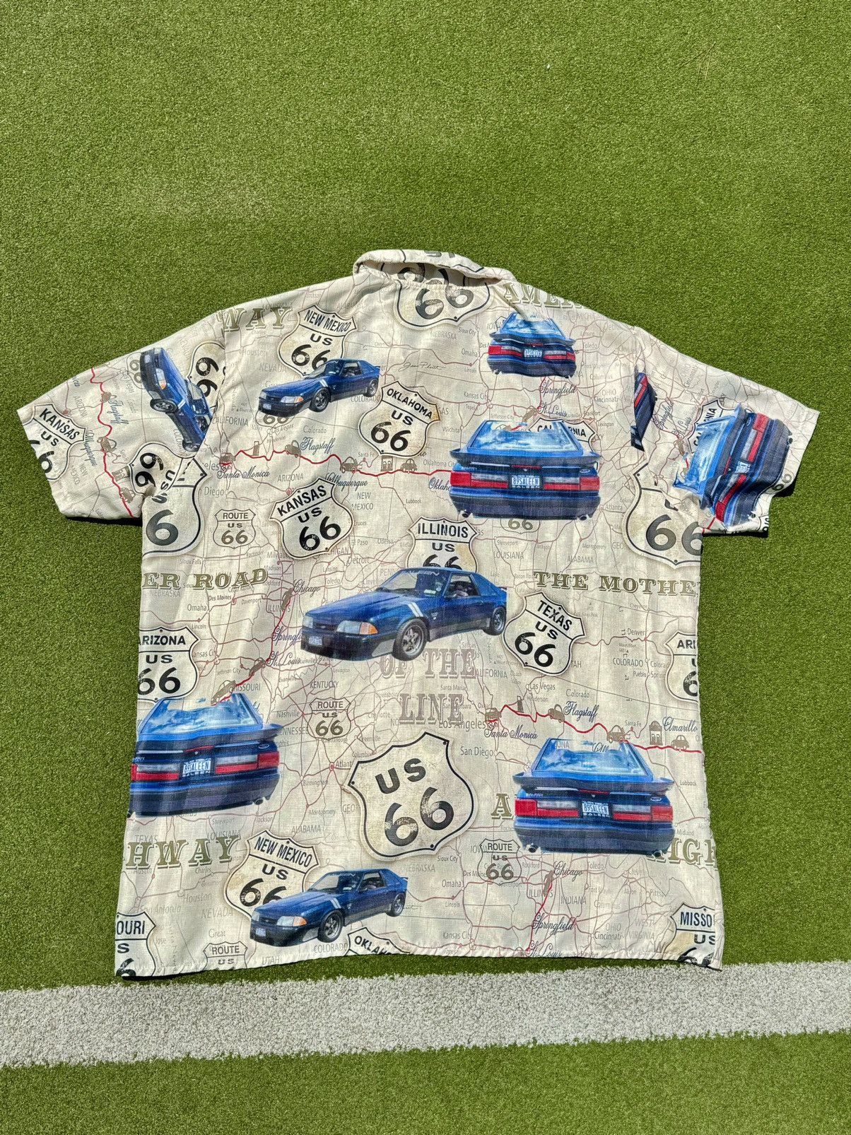 Vintage 1989 Ford Mustang Racing Car Button Up Hawaiian Shirt Size US XXL / EU 58 / 5 - 6 Thumbnail