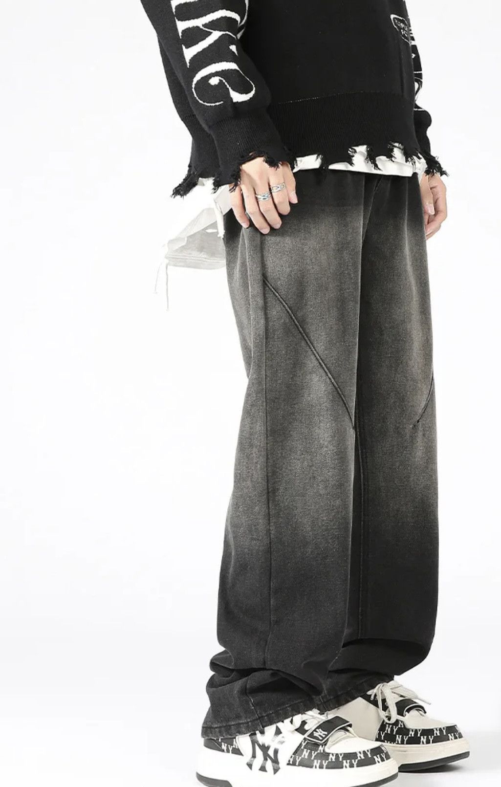 Denime × Japanese Brand Washed Old Jeans Men's Design Loose Tide Straight Pants Size US 30 / EU 46 - 8 Thumbnail
